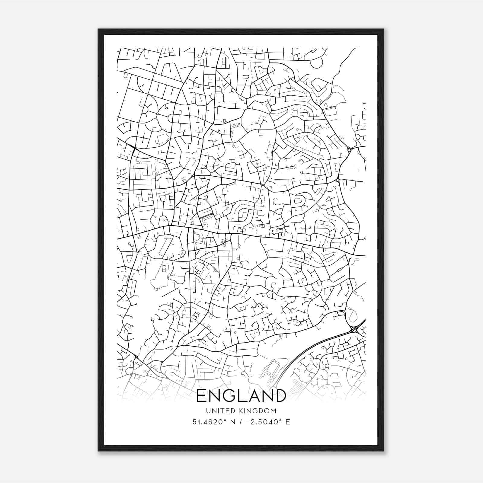 Kingswood United Kingdom Map Poster, Modern Home Decor Wall Art Print