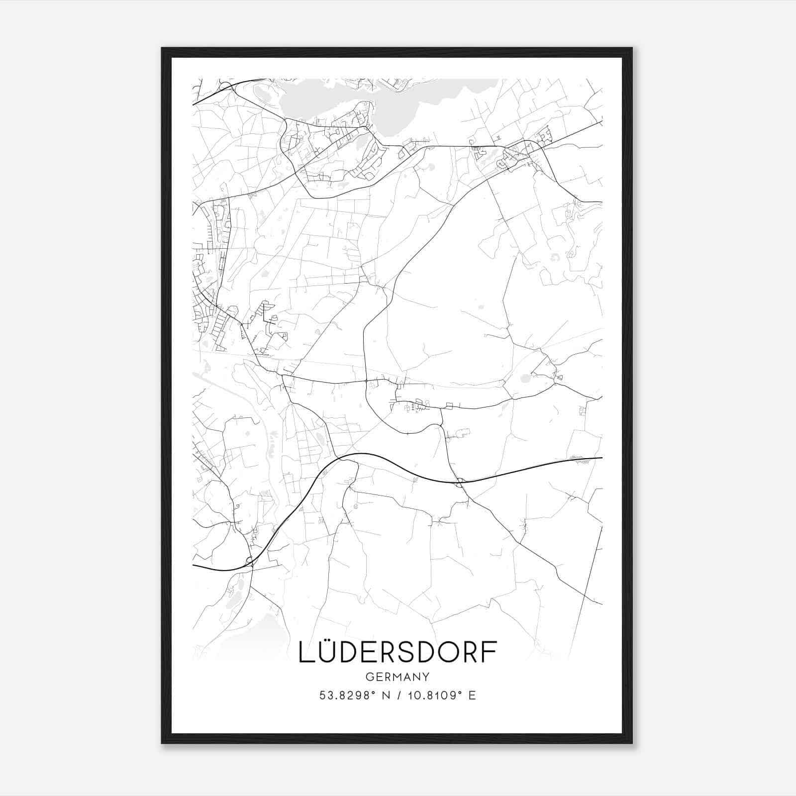 Ludersdorf Germany Map Poster, Modern Home Decor Wall Art Print