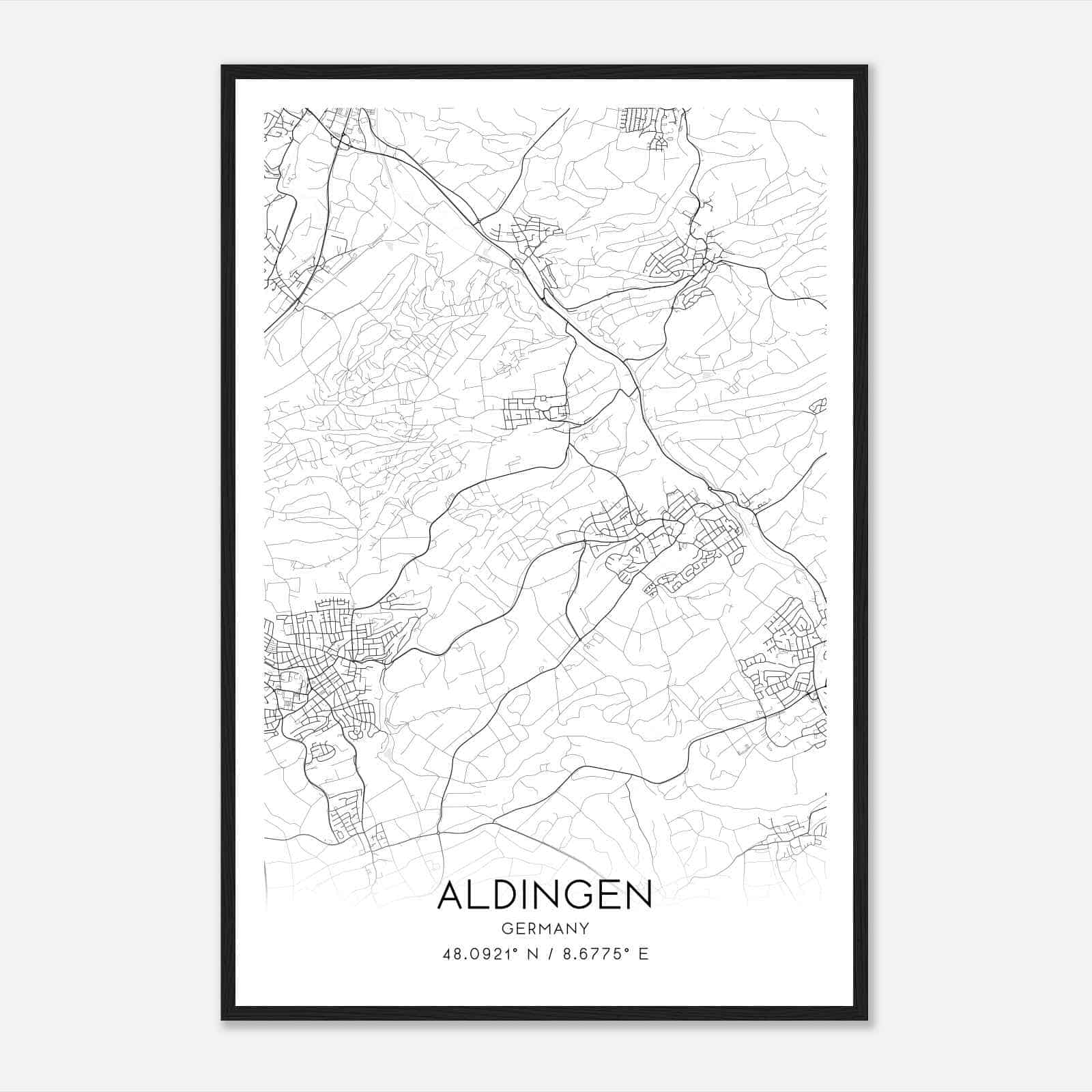 Aldingen Germany Map Poster, Modern Home Decor Wall Art Print Aldingen Germany Map Poster, Modern Home Decor Wall Art Print