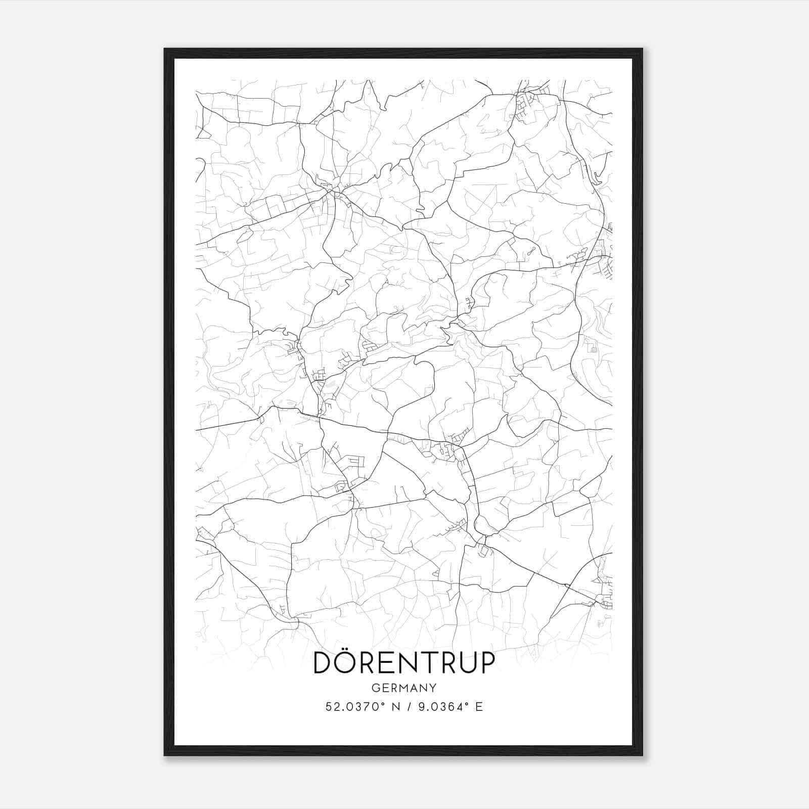 Dorentrup Germany Map Poster, Modern Home Decor Wall Art Print