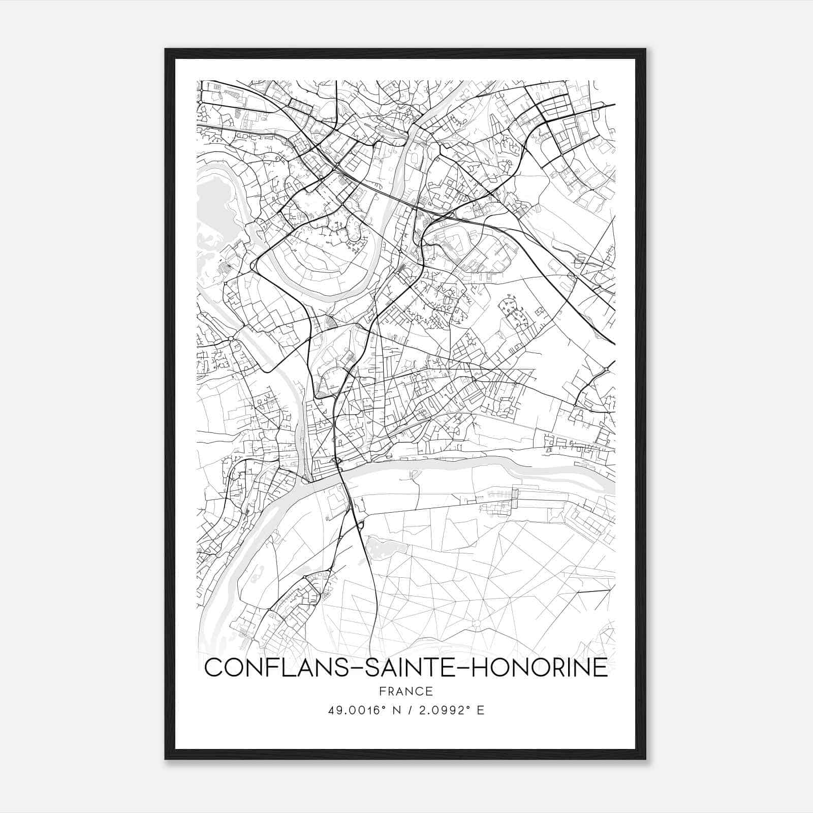 Conflans-Sainte-Honorine France Map Poster, Modern Home Decor Wall Art Print Conflans-Sainte-Honorine France Map Poster, Modern Home Decor Wall Art Print