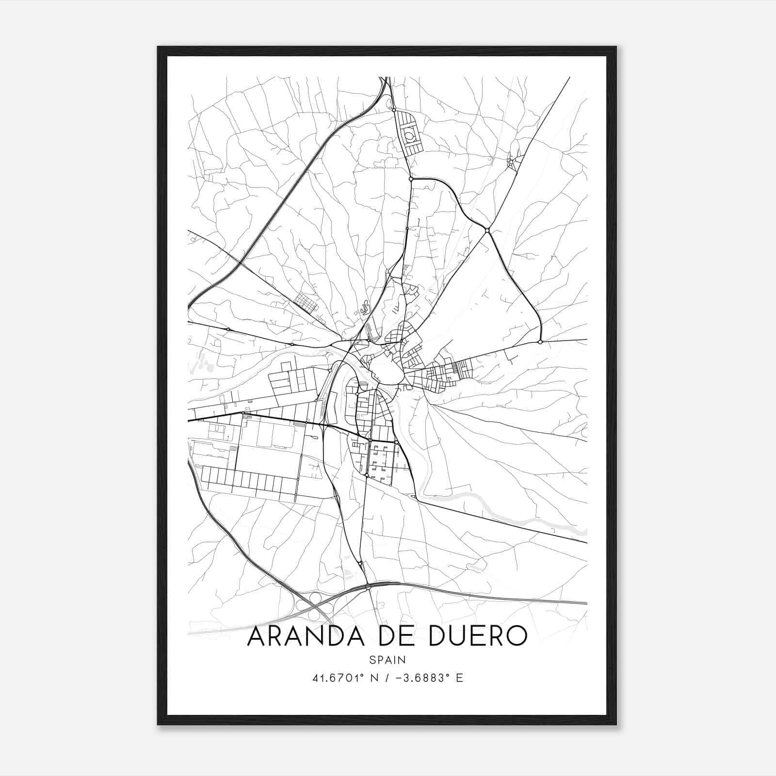 Aranda de Duero Spain Map Poster, Modern Home Decor Wall Art Print