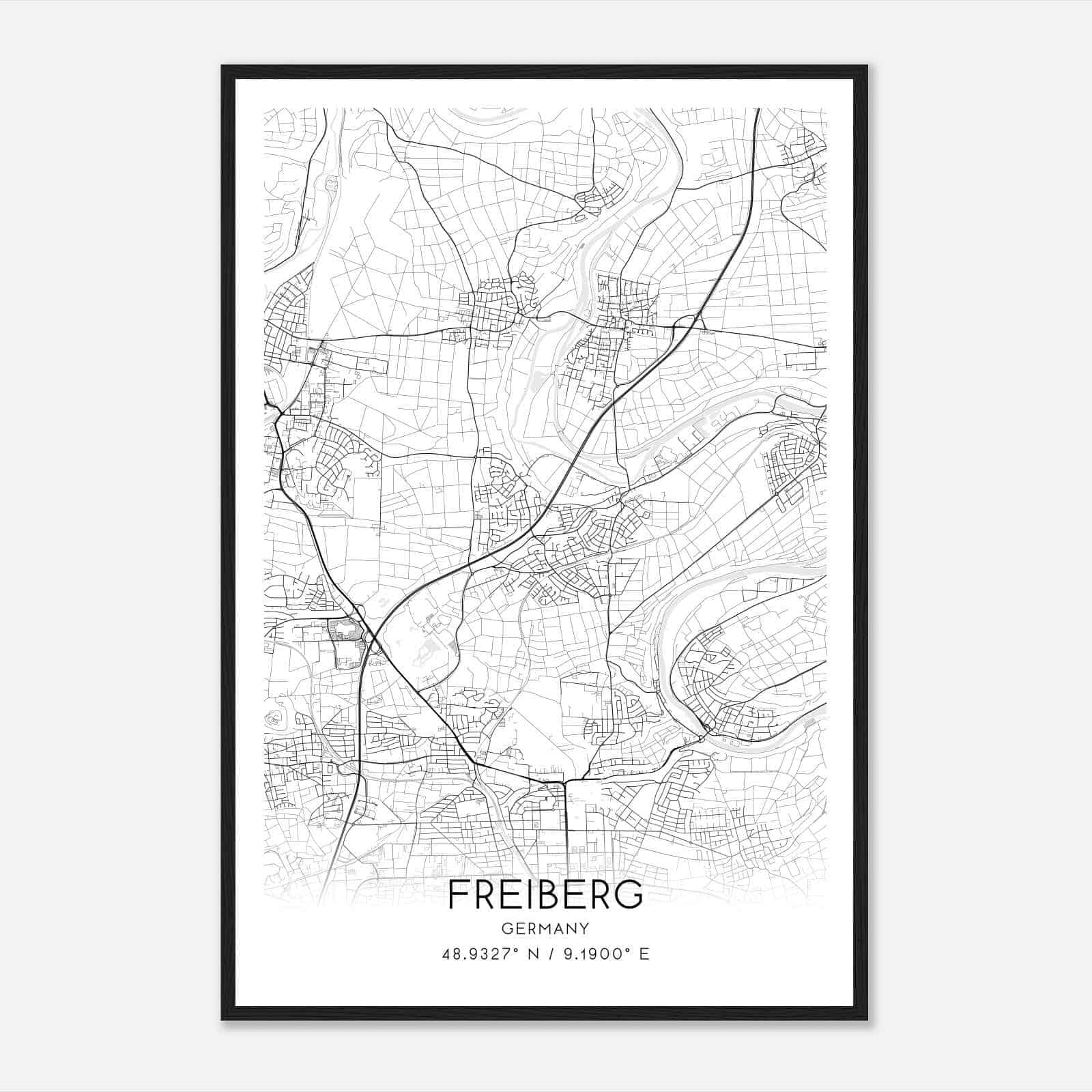 Freiberg am Neckar Germany Map Poster, Modern Home Decor Wall Art Print