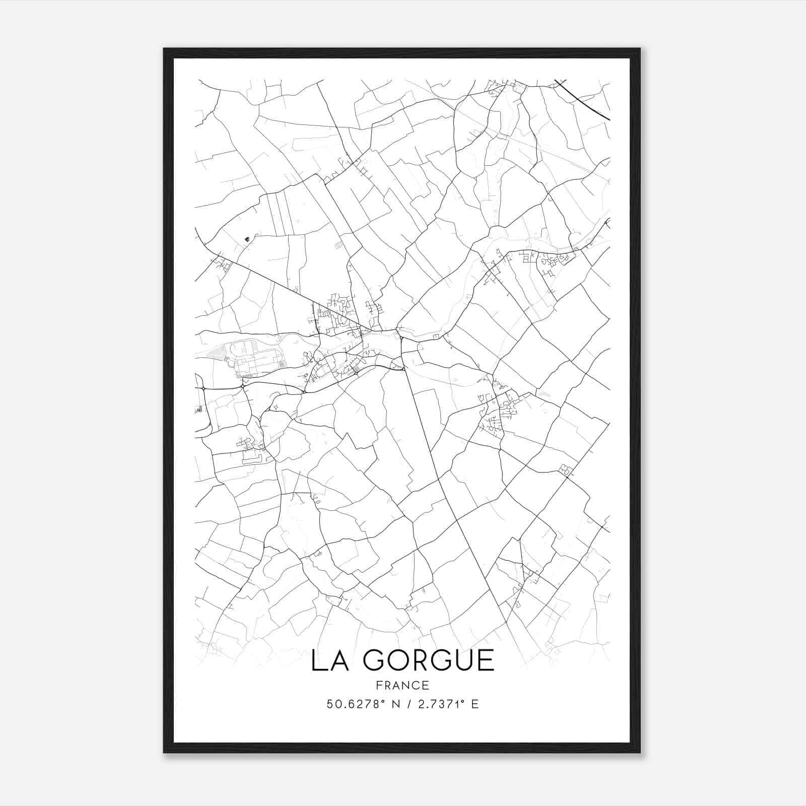 La Gorgue France Map Poster, Modern Home Decor Wall Art Print
