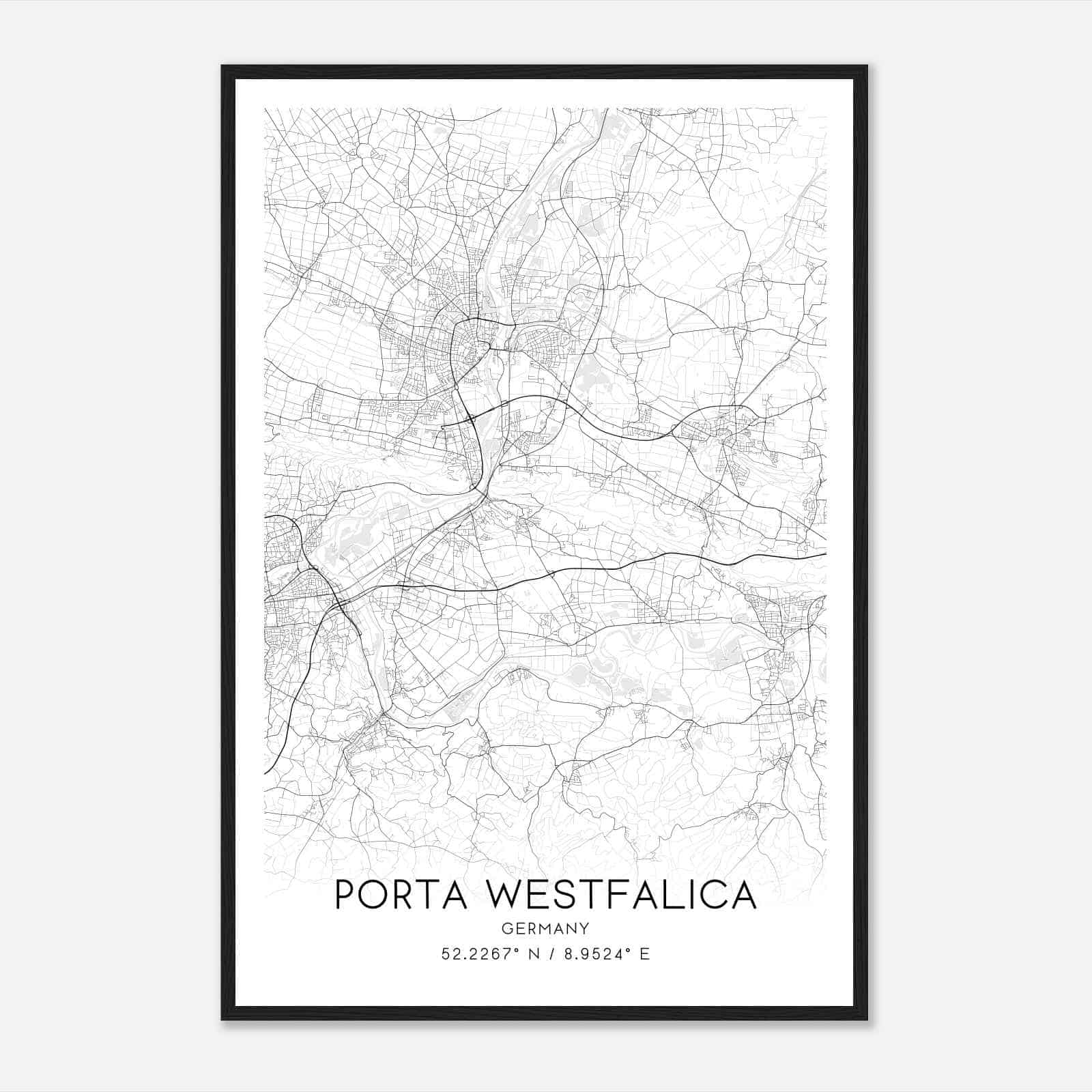 Porta Westfalica Germany Map Poster, Modern Home Decor Wall Art Print