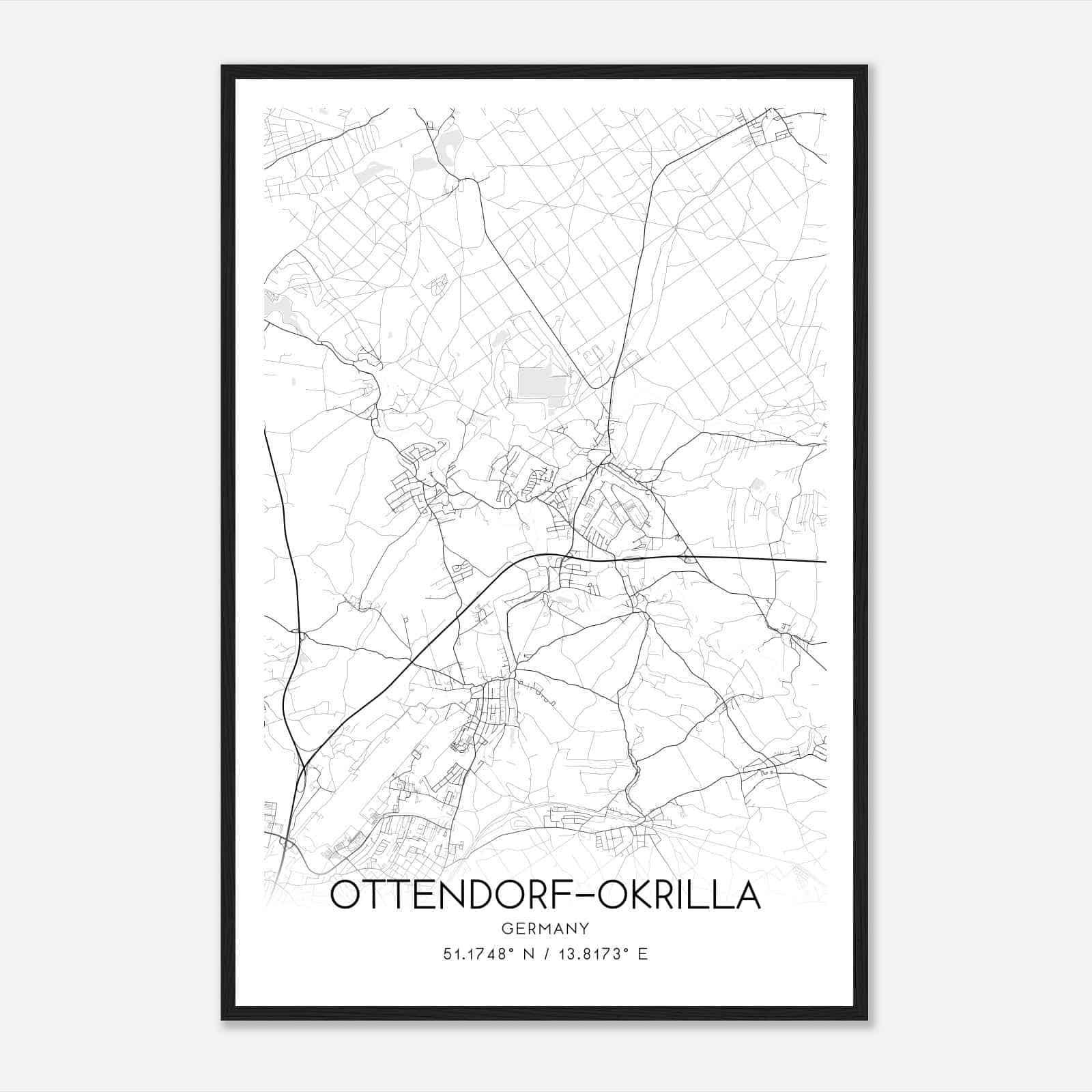 Ottendorf-Okrilla Germany Map Poster, Modern Home Decor Wall Art Print