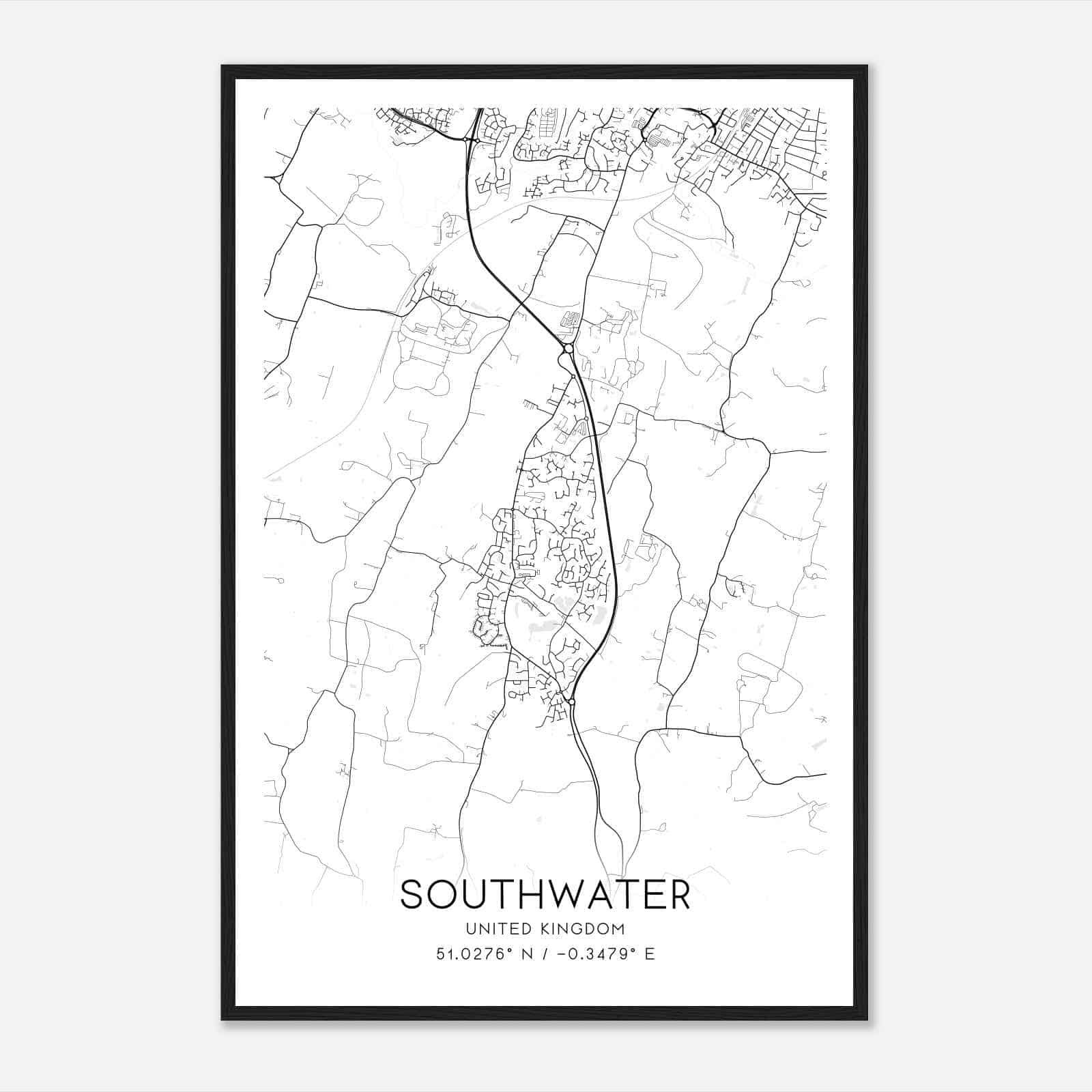 Southwater United Kingdom Map Poster, Modern Home Decor Wall Art Print