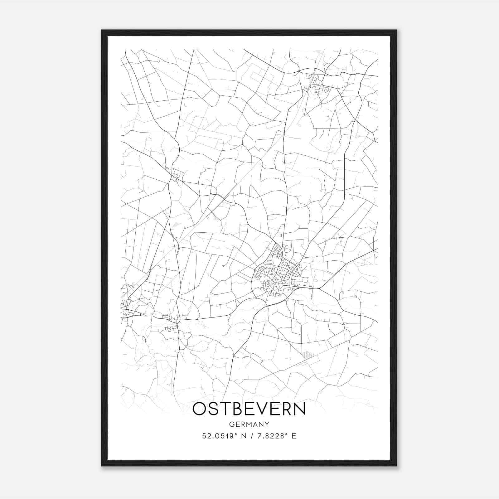 Ostbevern Germany Map Poster, Modern Home Decor Wall Art Print