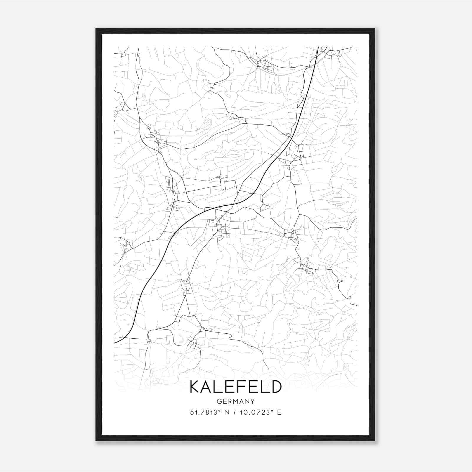 Kalefeld Germany Map Poster, Modern Home Decor Wall Art Print