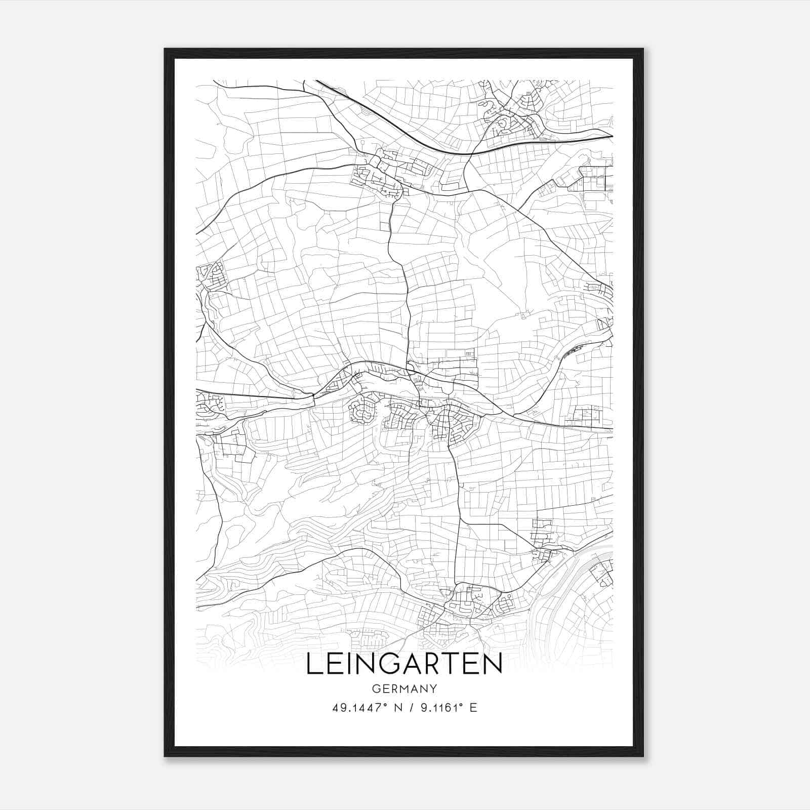 Leingarten Germany Map Poster, Modern Home Decor Wall Art Print