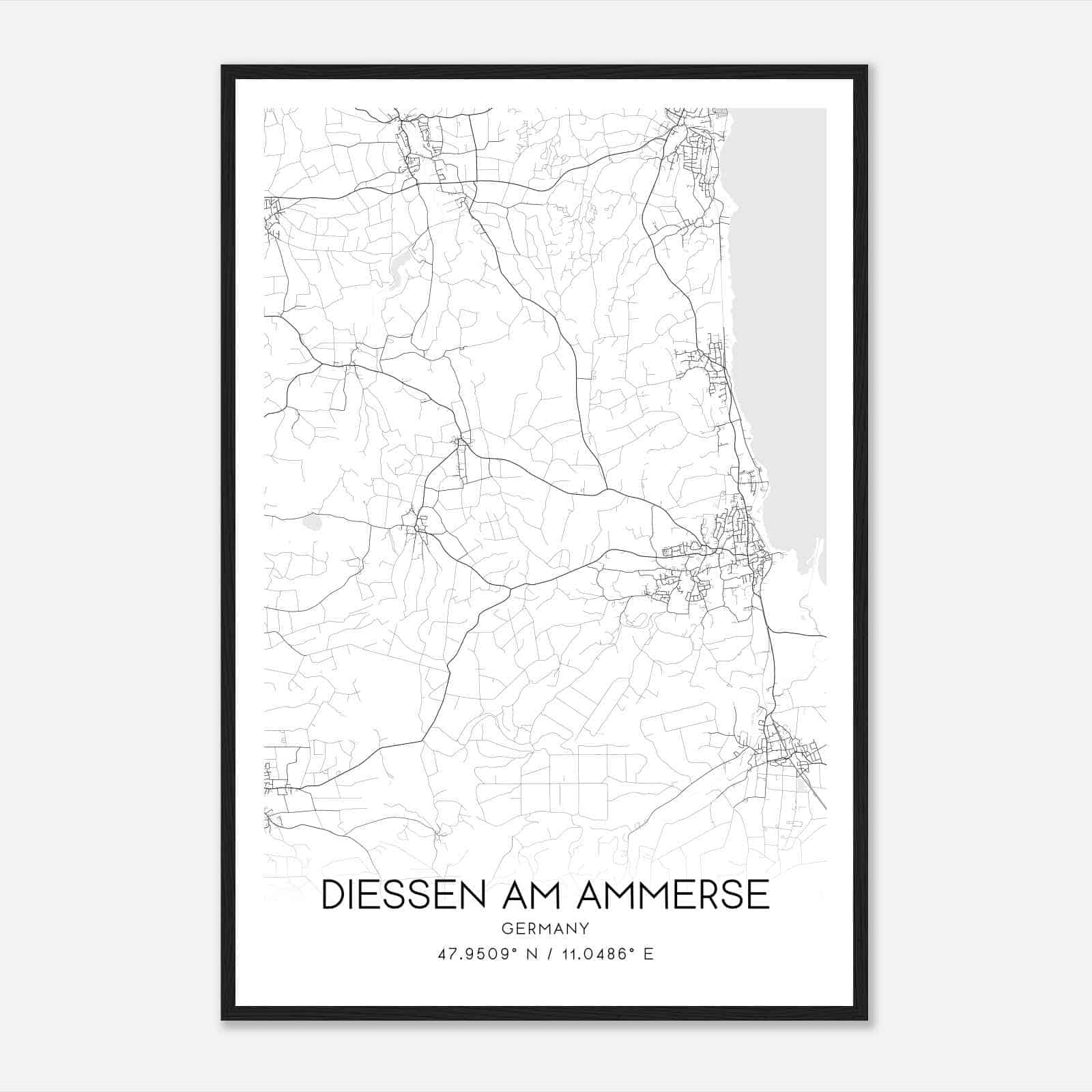 Diessen am Ammersee Germany Map Poster, Modern Home Decor Wall Art Print
