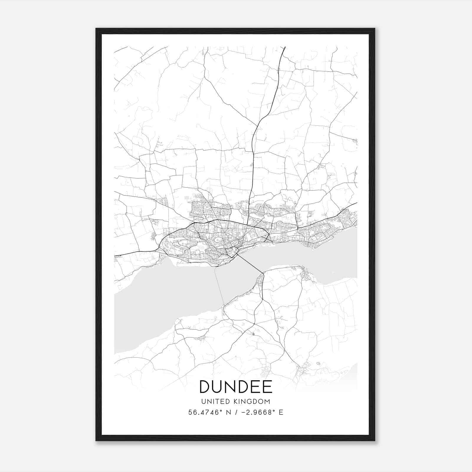 Dundee United Kingdom Map Poster, Modern Home Decor Wall Art Print