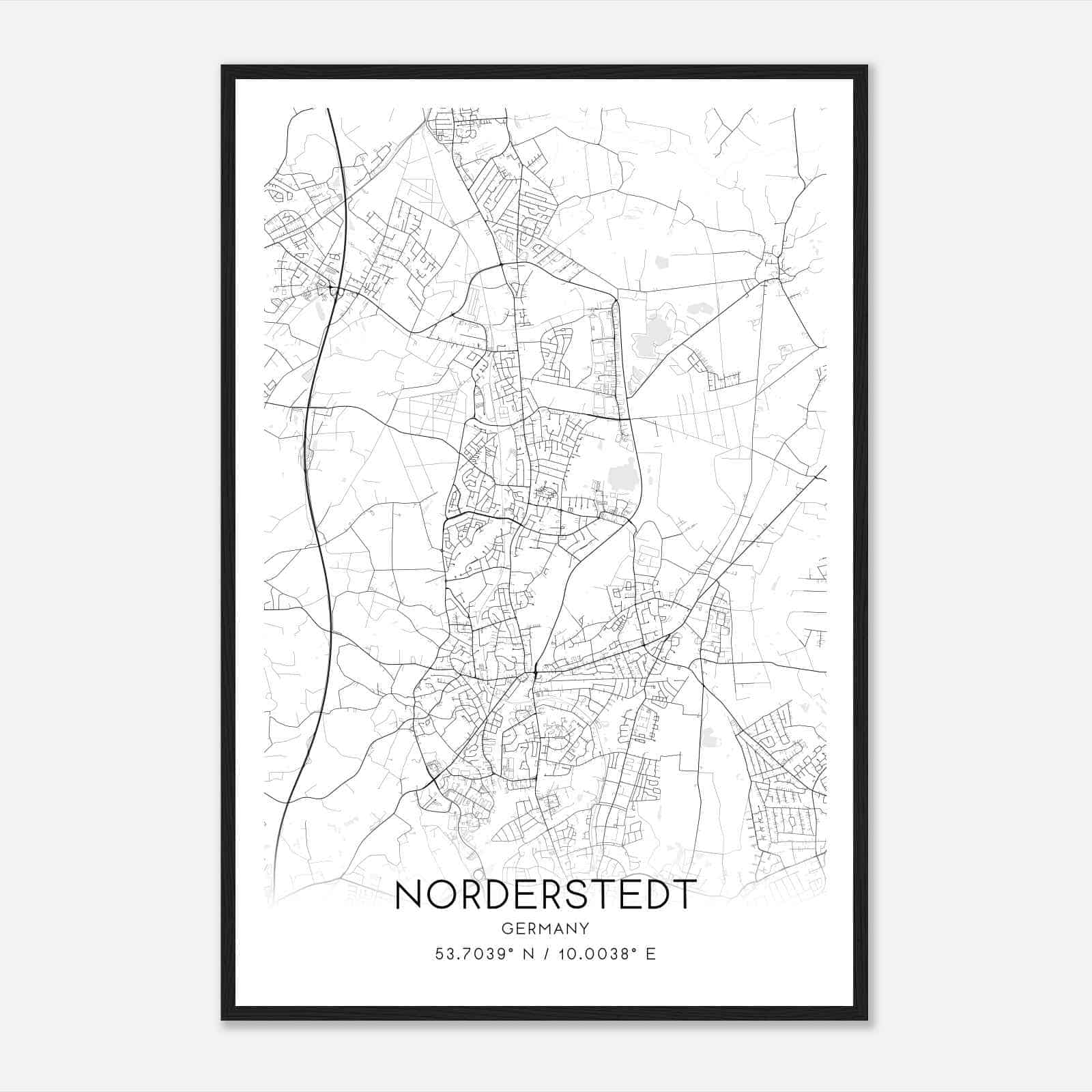 Norderstedt Germany Map Poster, Modern Home Decor Wall Art Print
