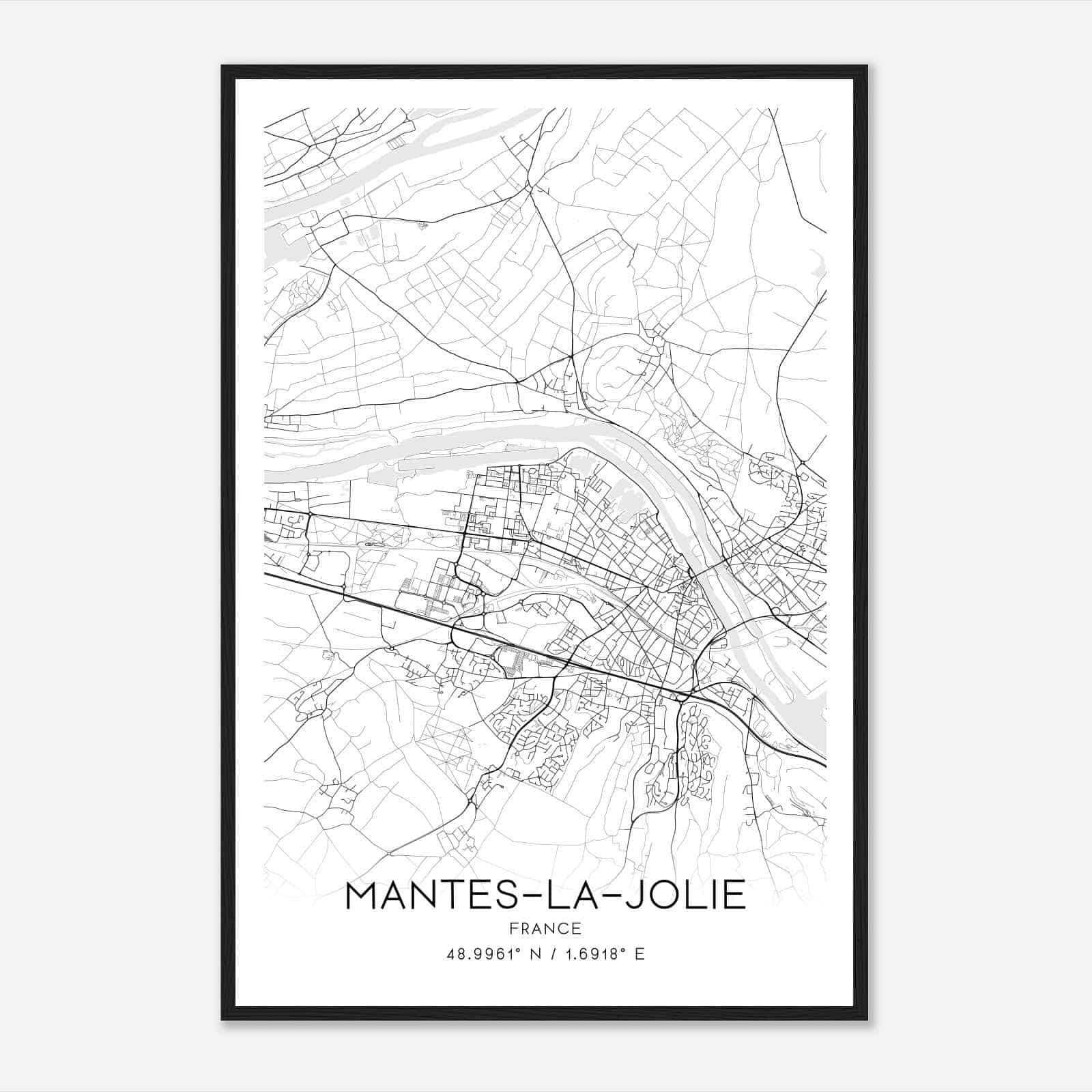 Mantes-la-Jolie France Map Poster, Modern Home Decor Wall Art Print Mantes-la-Jolie France Map Poster, Modern Home Decor Wall Art Print