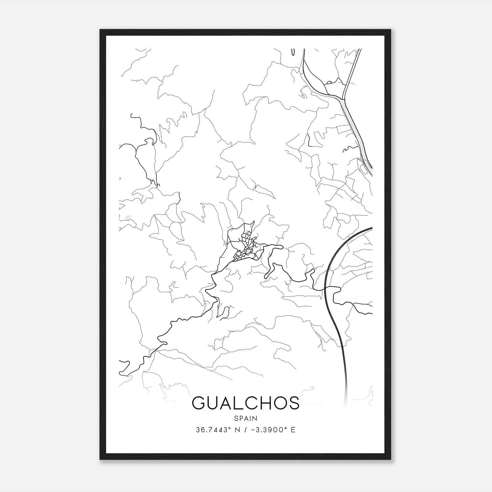 Gualchos Spain Map Poster, Modern Home Decor Wall Art Print
