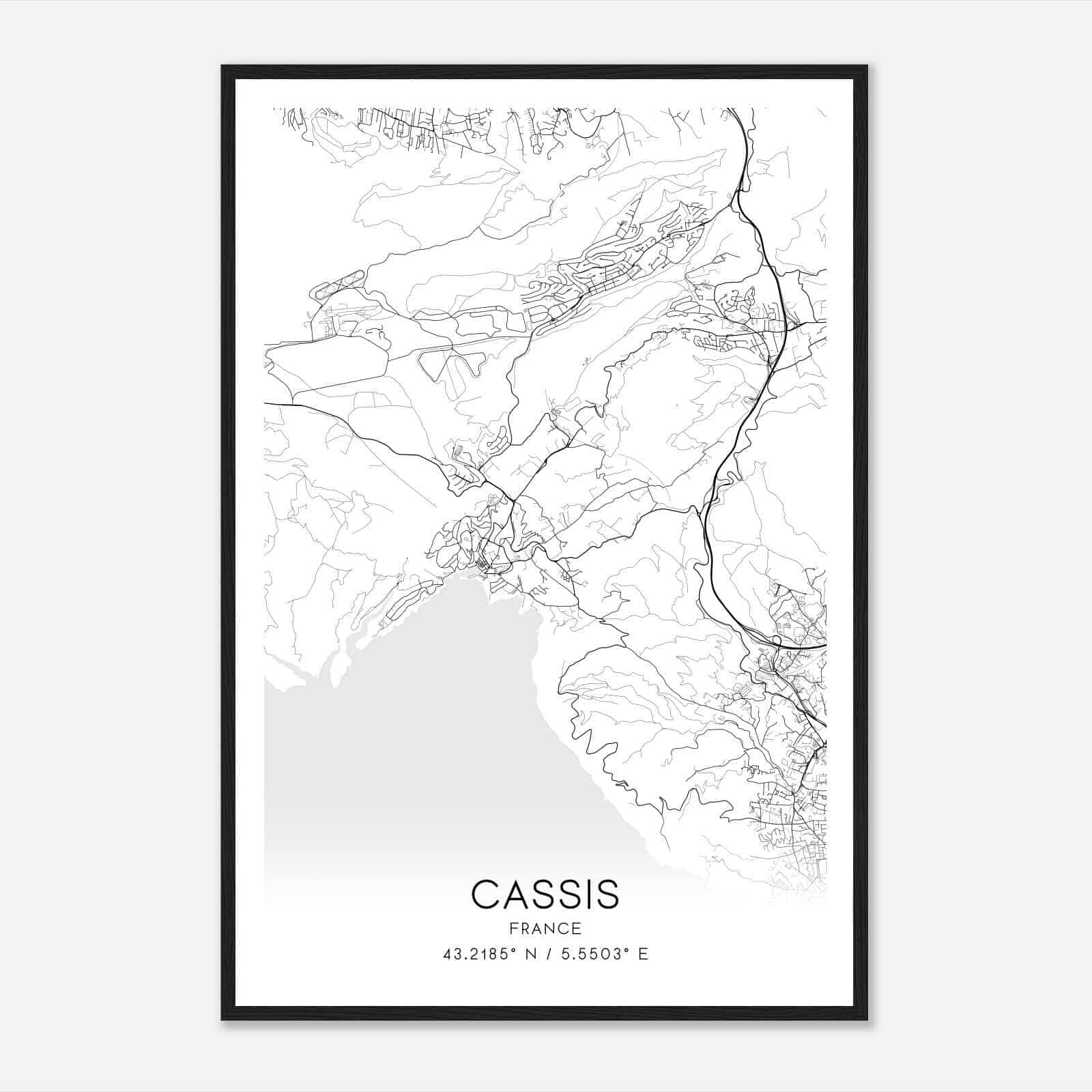 Cassis France Map Poster, Modern Home Decor Wall Art Print