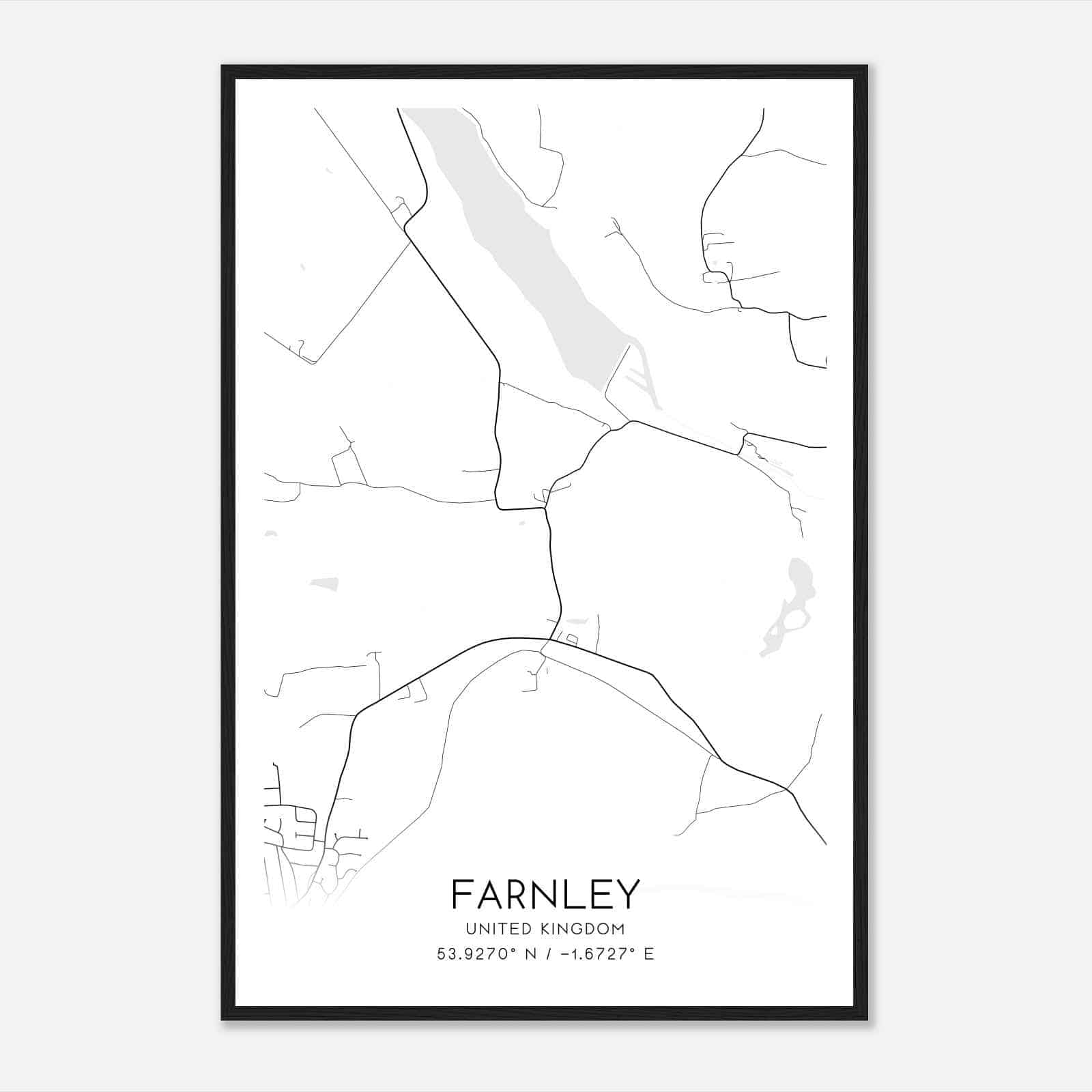 Farnley United Kingdom Map Poster, Modern Home Decor Wall Art Print