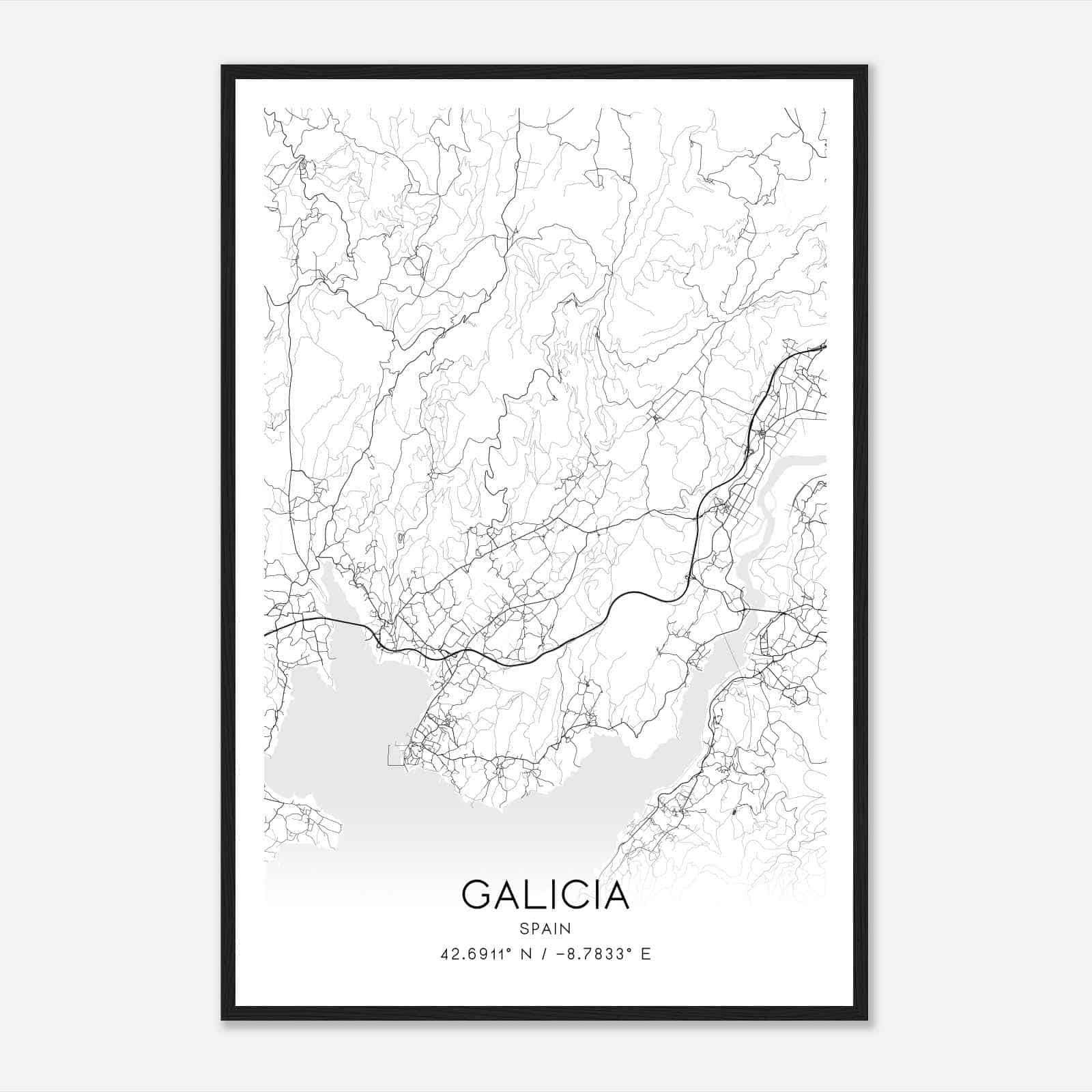 Rianxo Spain Map Poster, Modern Home Decor Wall Art Print