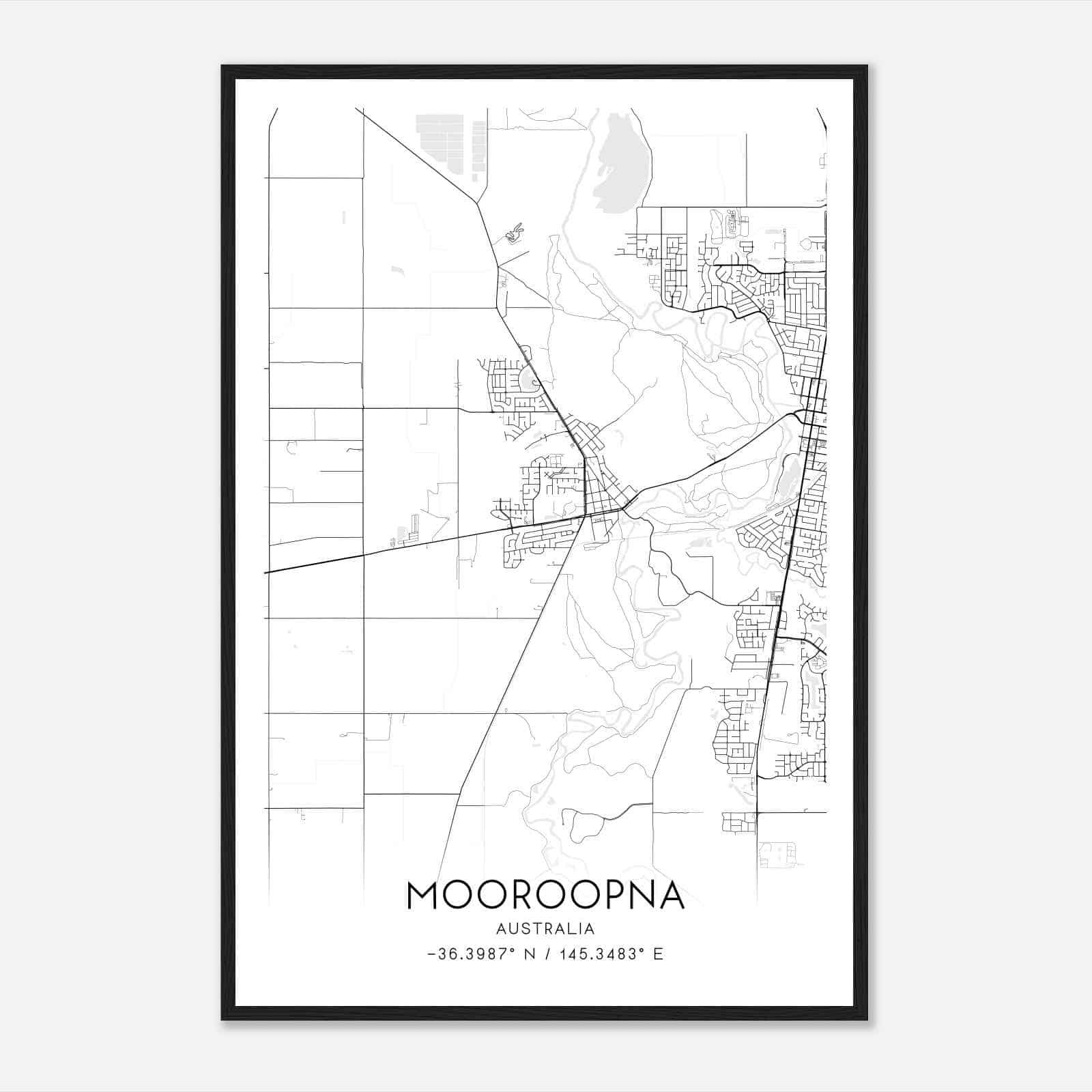 Mooroopna Australia Map Poster, Modern Home Decor Wall Art Print