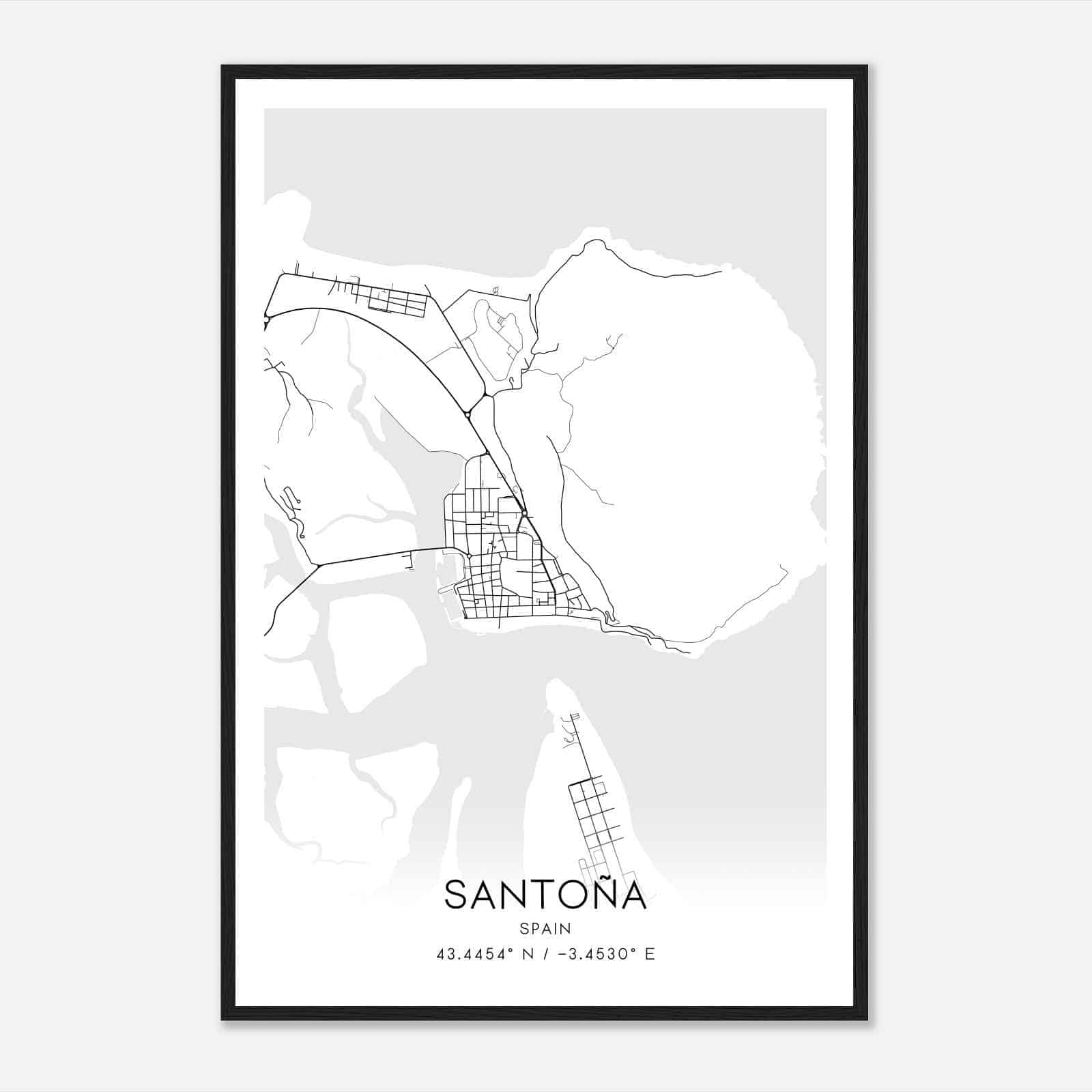 Santona Spain Map Poster, Modern Home Decor Wall Art Print