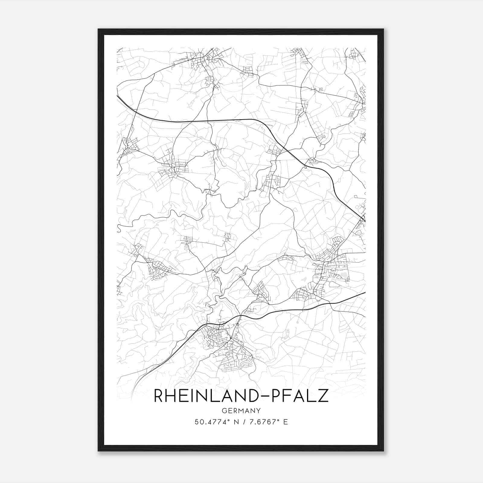 Ransbach-Baumbach Germany Map Poster, Modern Home Decor Wall Art Print