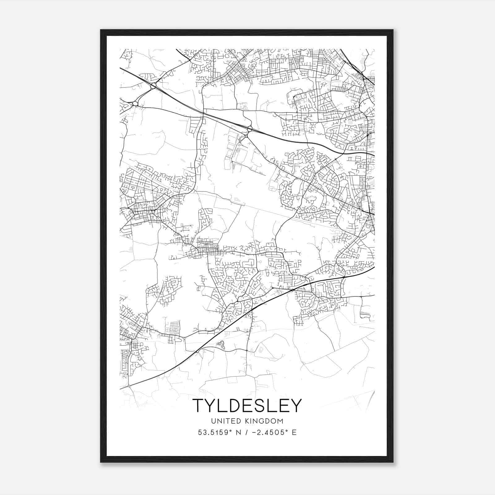 Tyldesley United Kingdom Map Poster, Modern Home Decor Wall Art Print Tyldesley United Kingdom Map Poster, Modern Home Decor Wall Art Print