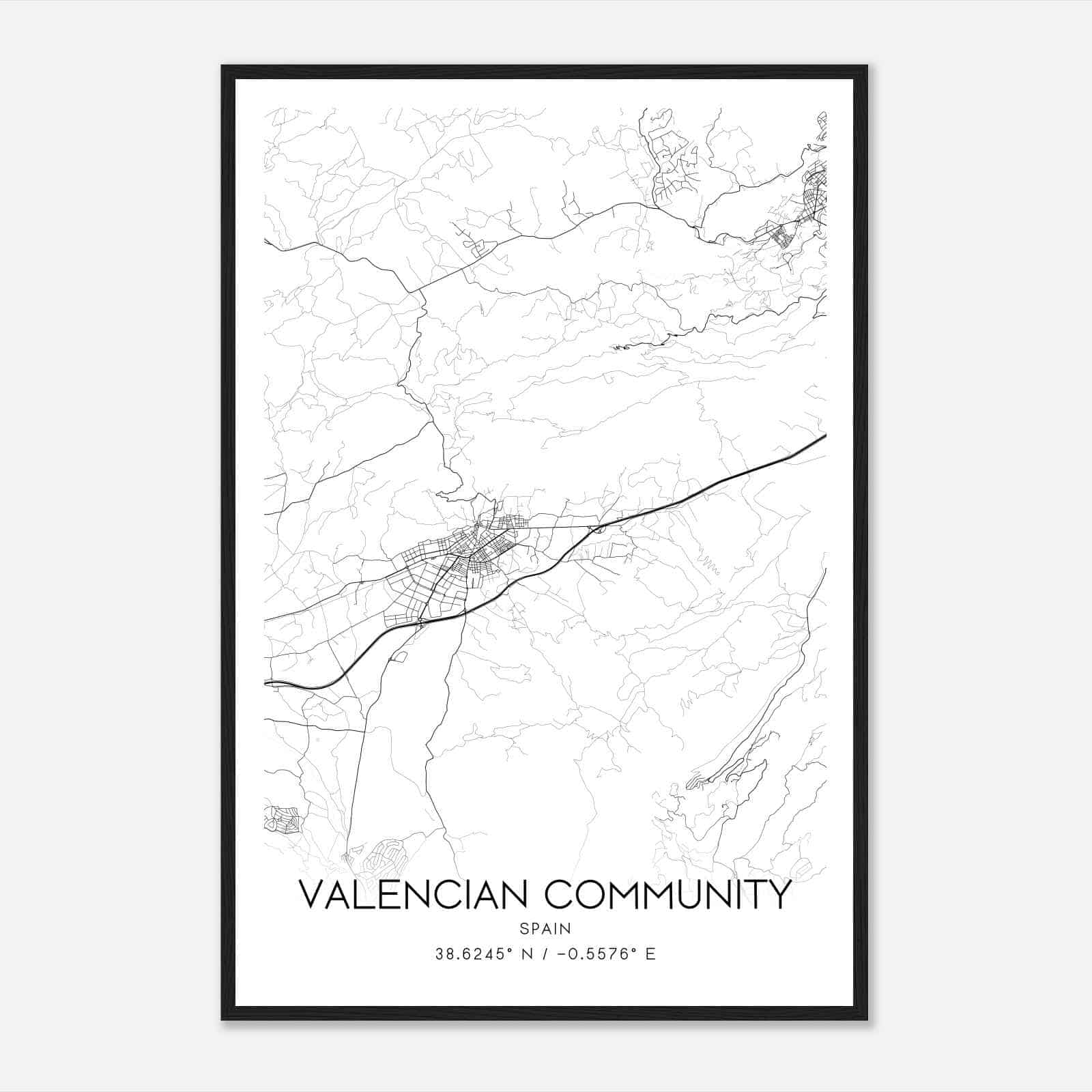 Ibi Spain Map Poster, Modern Home Decor Wall Art Print