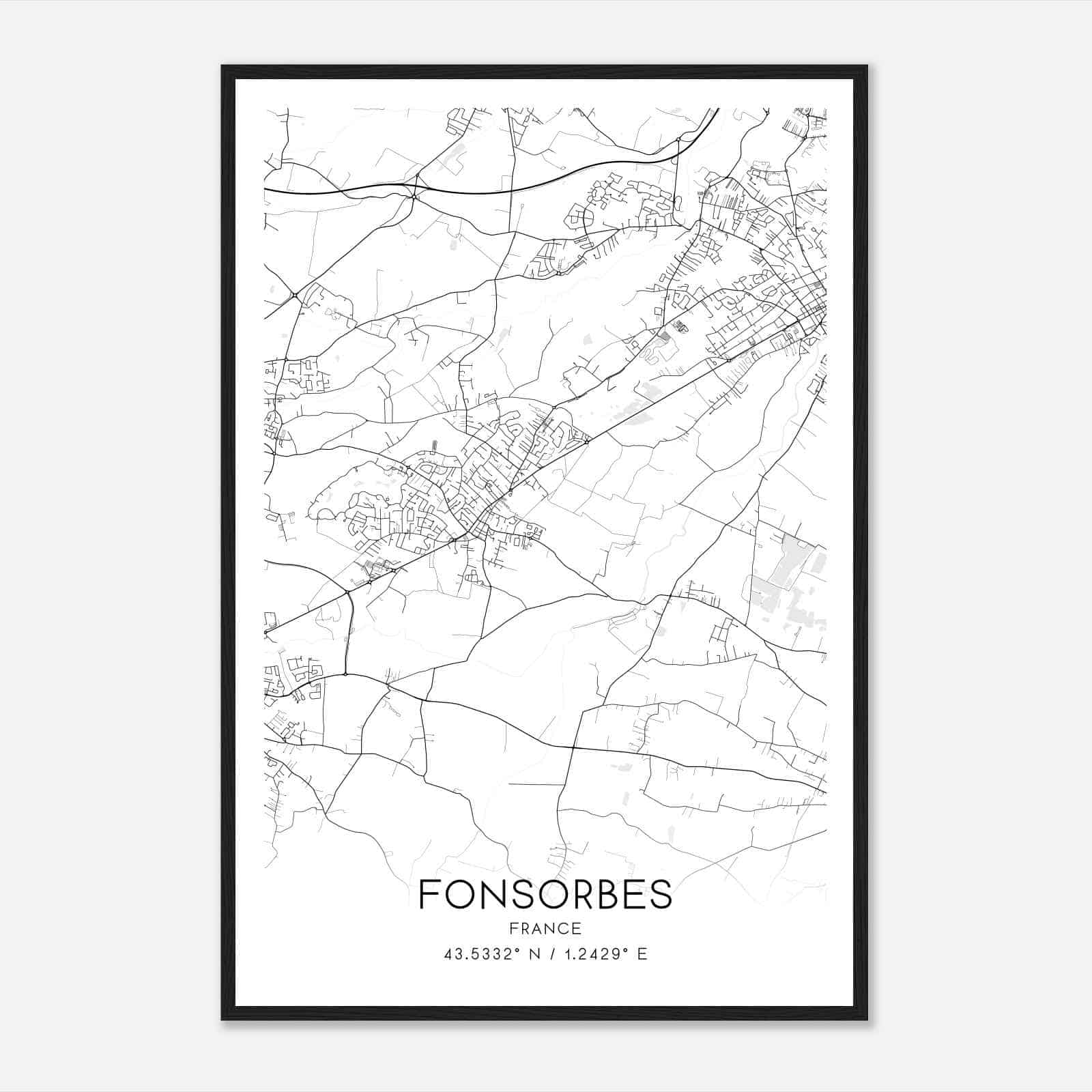 Fonsorbes France Map Poster, Modern Home Decor Wall Art Print