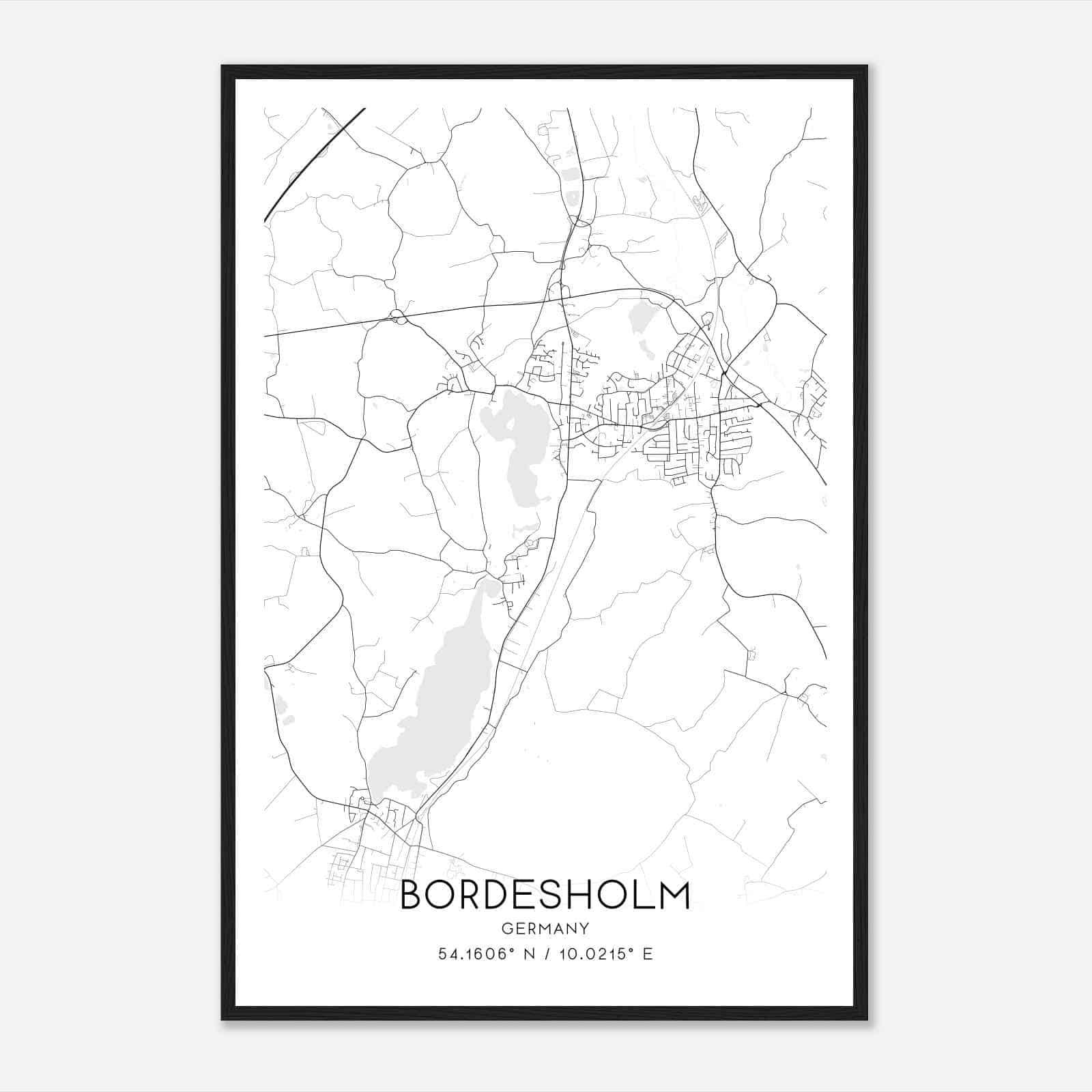 Bordesholm Germany Map Poster, Modern Home Decor Wall Art Print