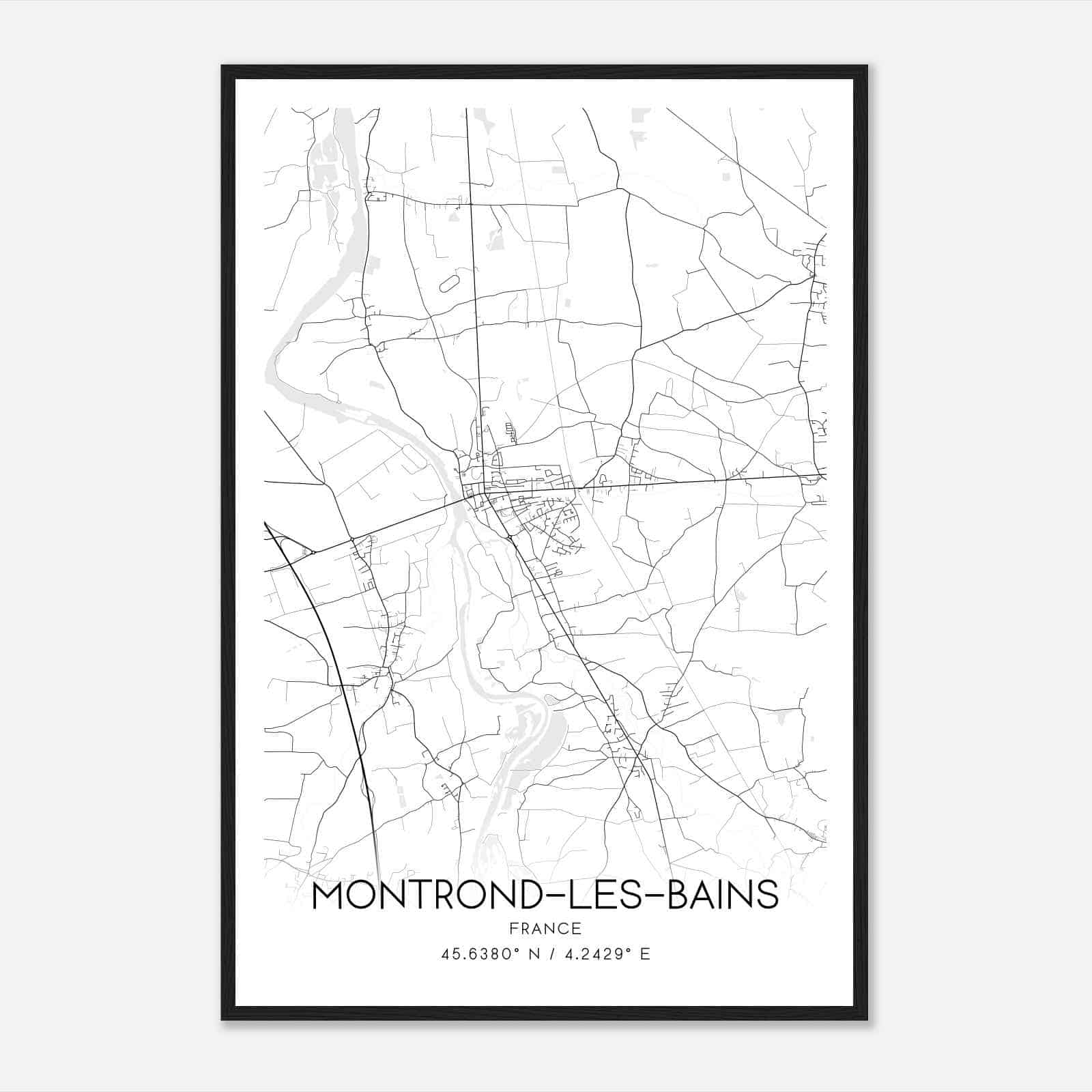 Montrond-les-Bains France Map Poster, Modern Home Decor Wall Art Print