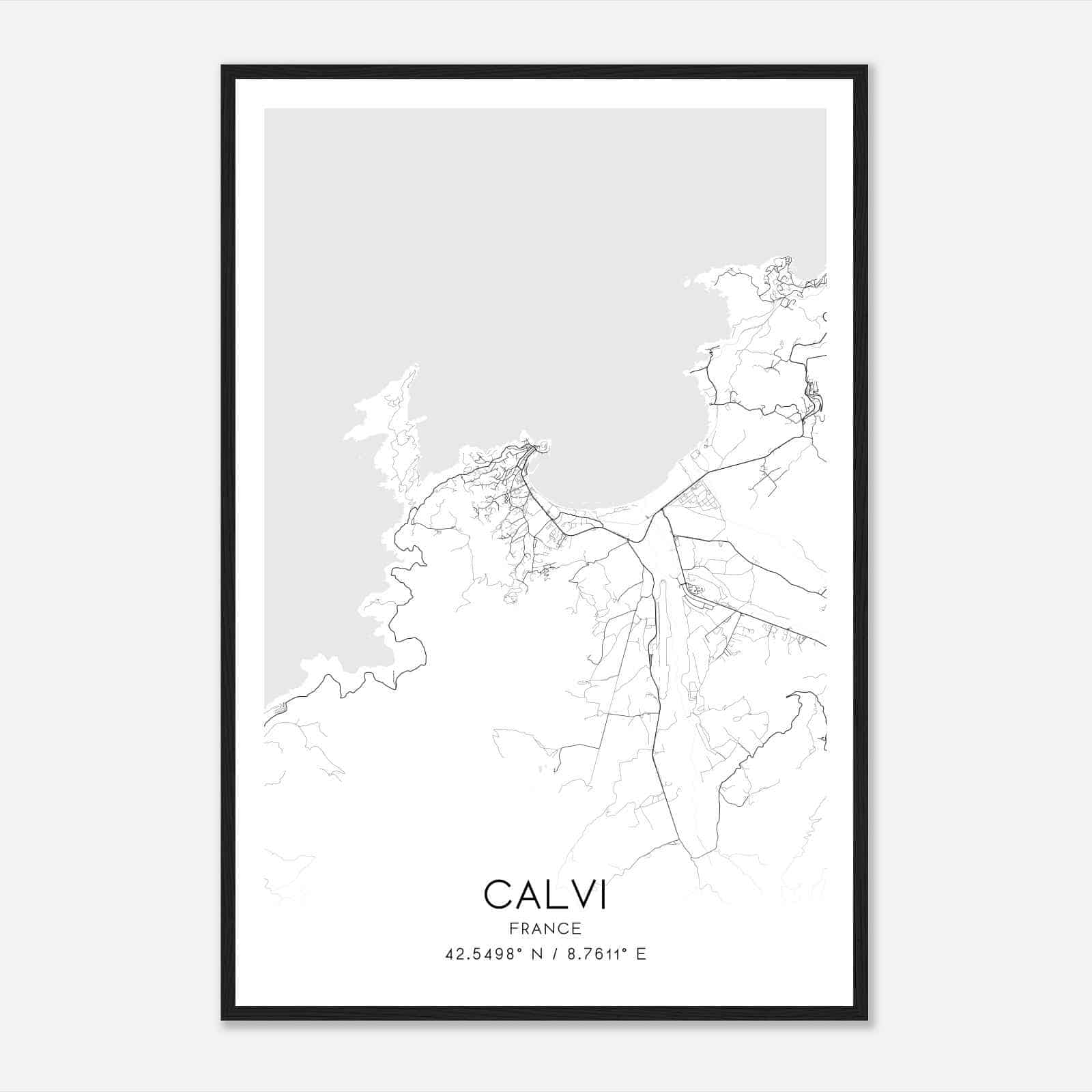 Calvi France Map Poster, Modern Home Decor Wall Art Print