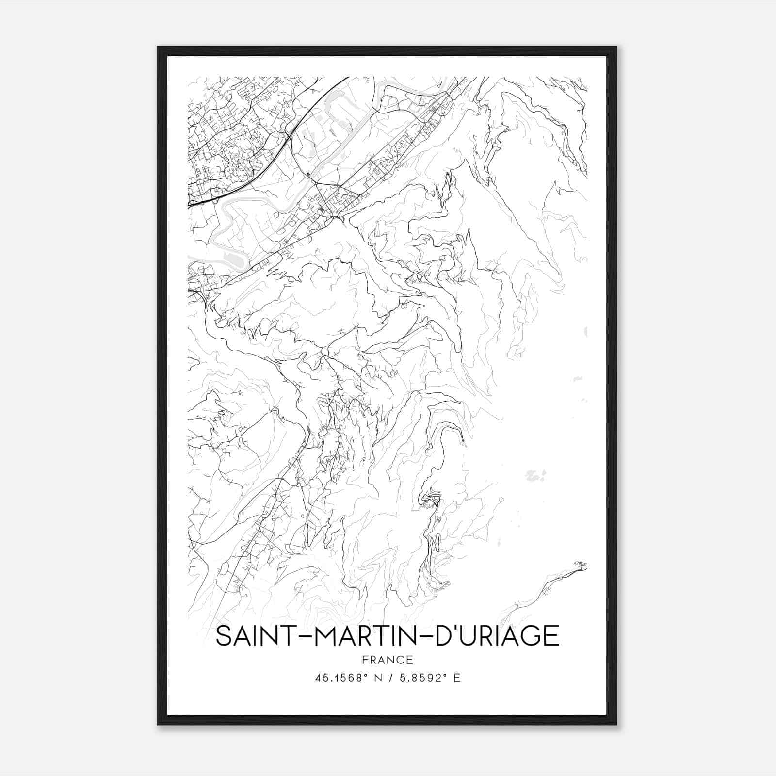 Saint-Martin-d’Uriage France Map Poster, Modern Home Decor Wall Art Print