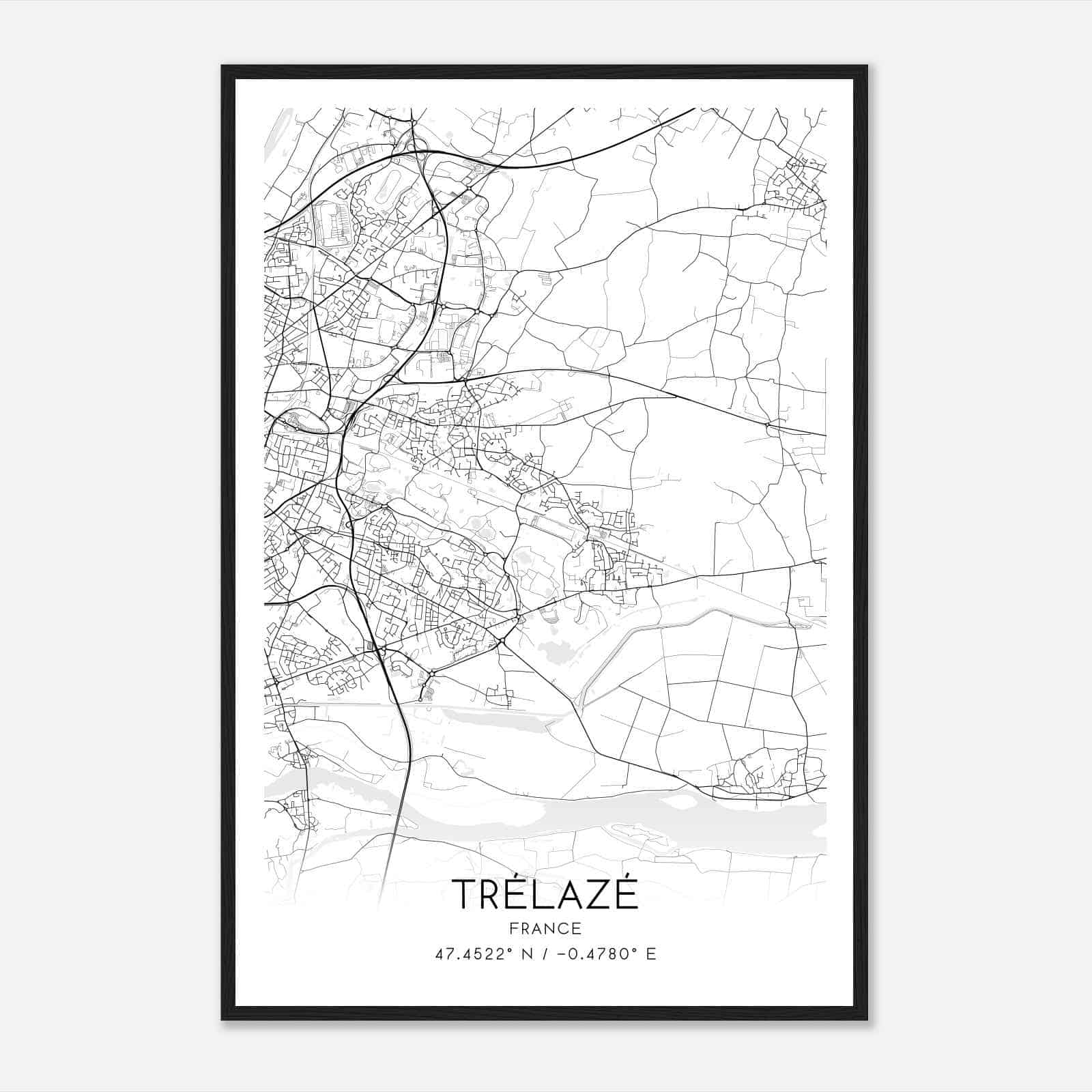 Trelaze France Map Poster, Modern Home Decor Wall Art Print