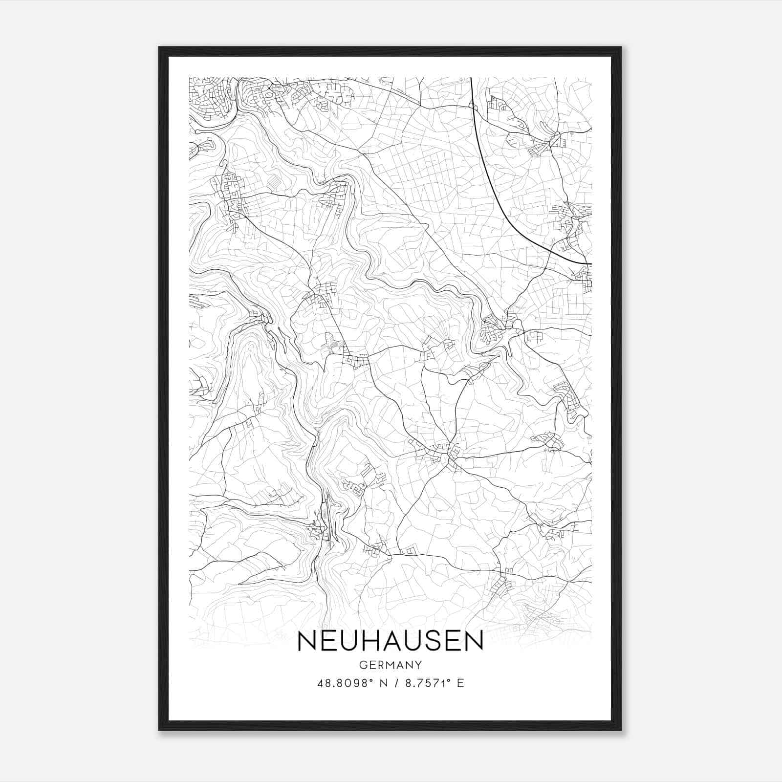 Neuhausen Germany Map Poster, Modern Home Decor Wall Art Print