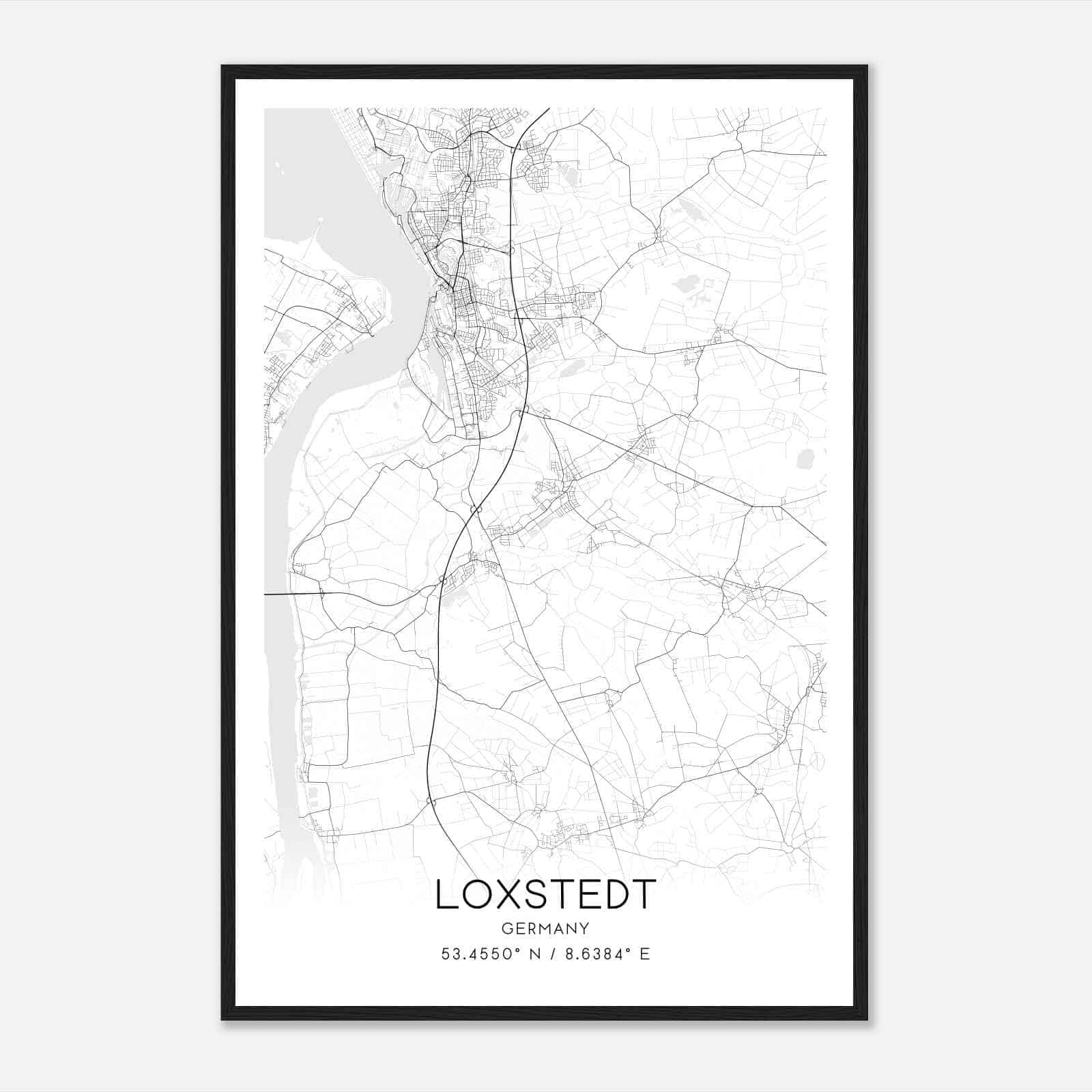 Loxstedt Germany Map Poster, Modern Home Decor Wall Art Print