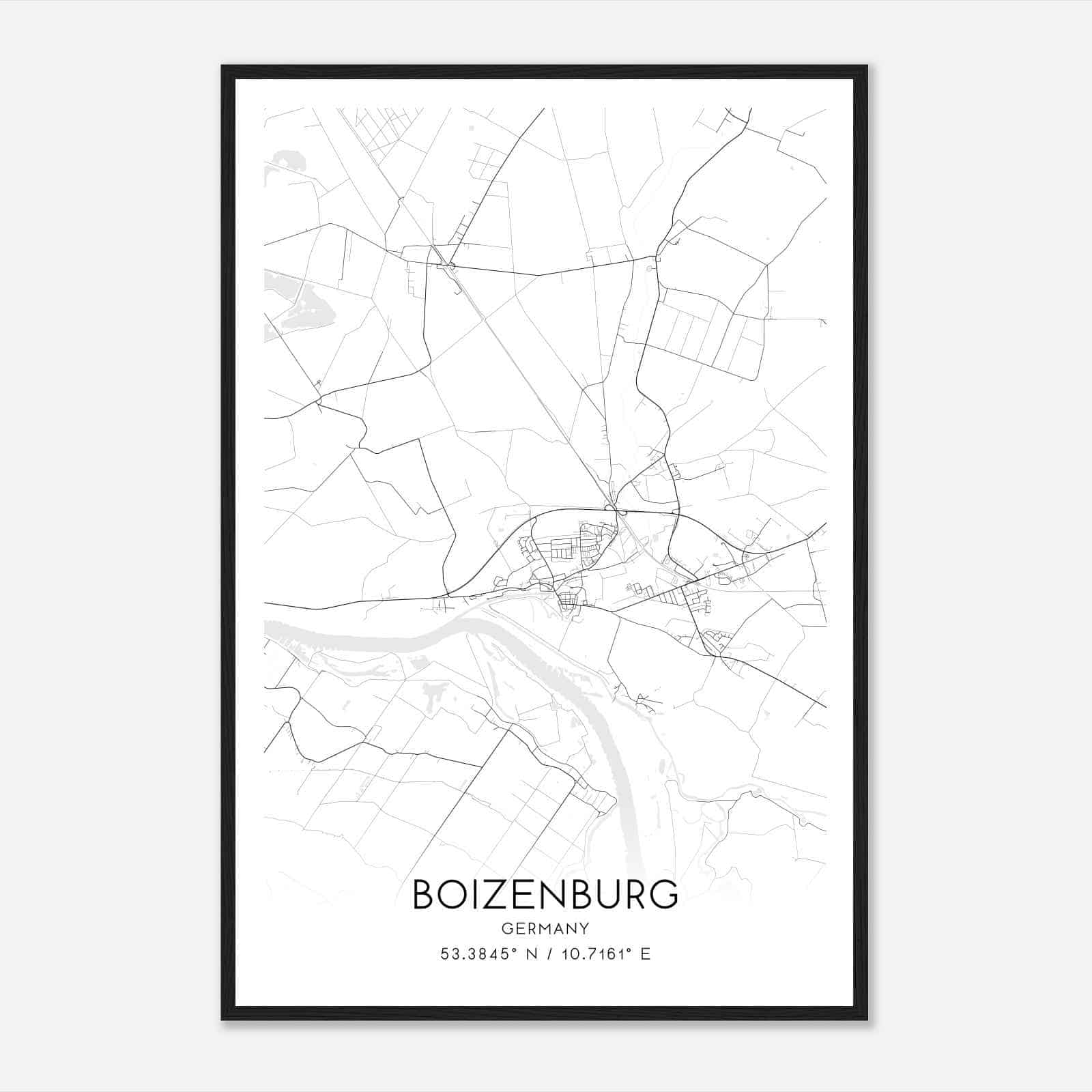 Boizenburg Germany Map Poster, Modern Home Decor Wall Art Print