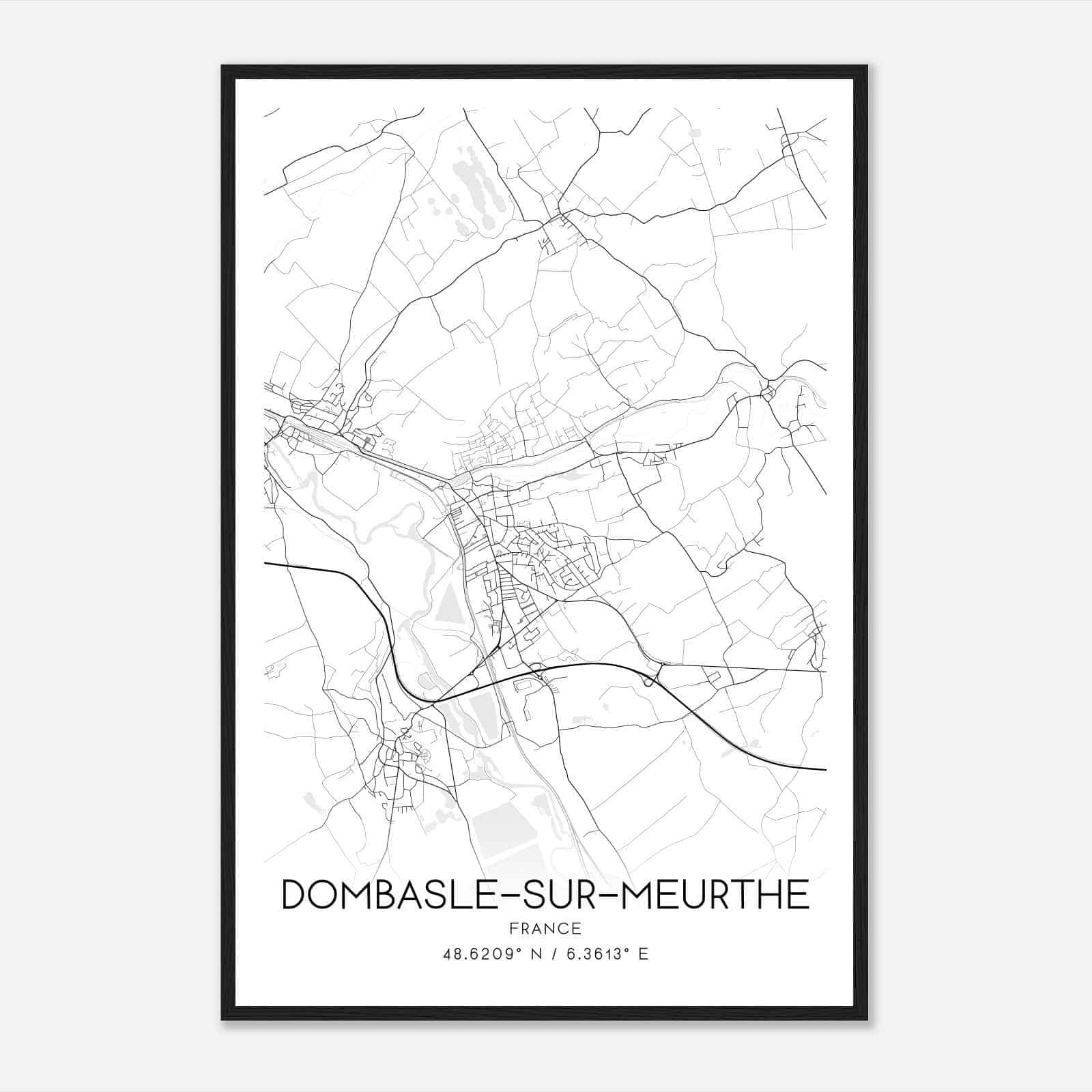 Dombasle-sur-Meurthe France Map Poster, Modern Home Decor Wall Art Print