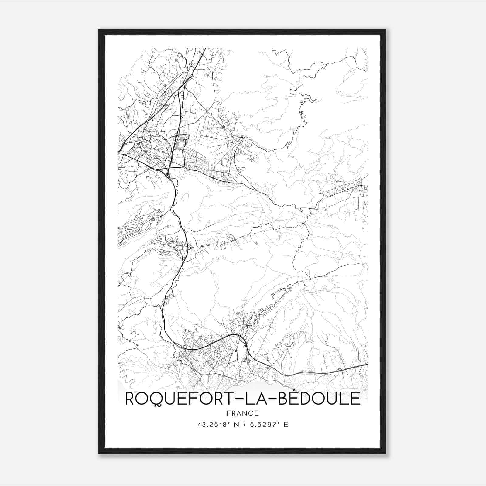 Roquefort-la-Bedoule France Map Poster, Modern Home Decor Wall Art Print