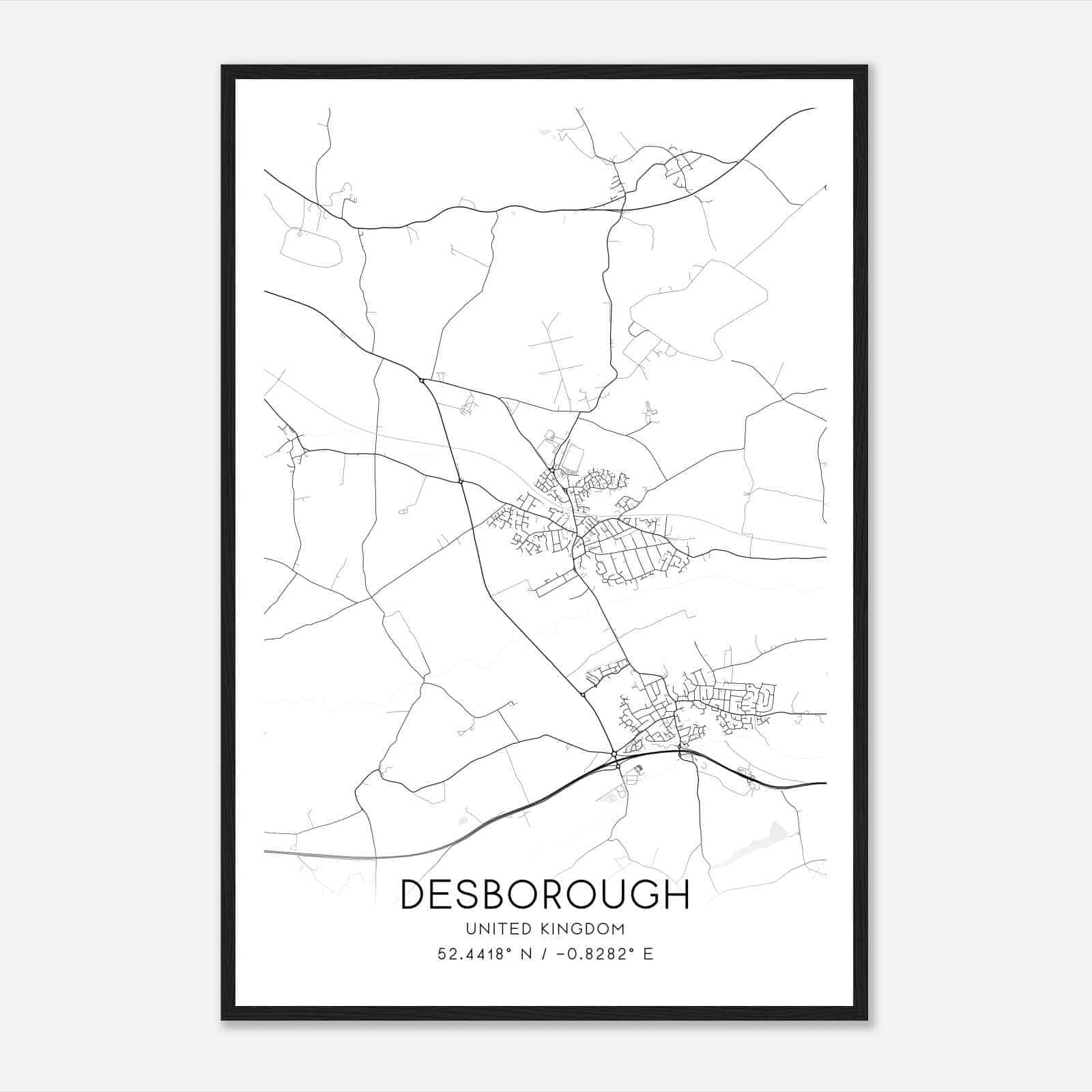 Desborough United Kingdom Map Poster, Modern Home Decor Wall Art Print