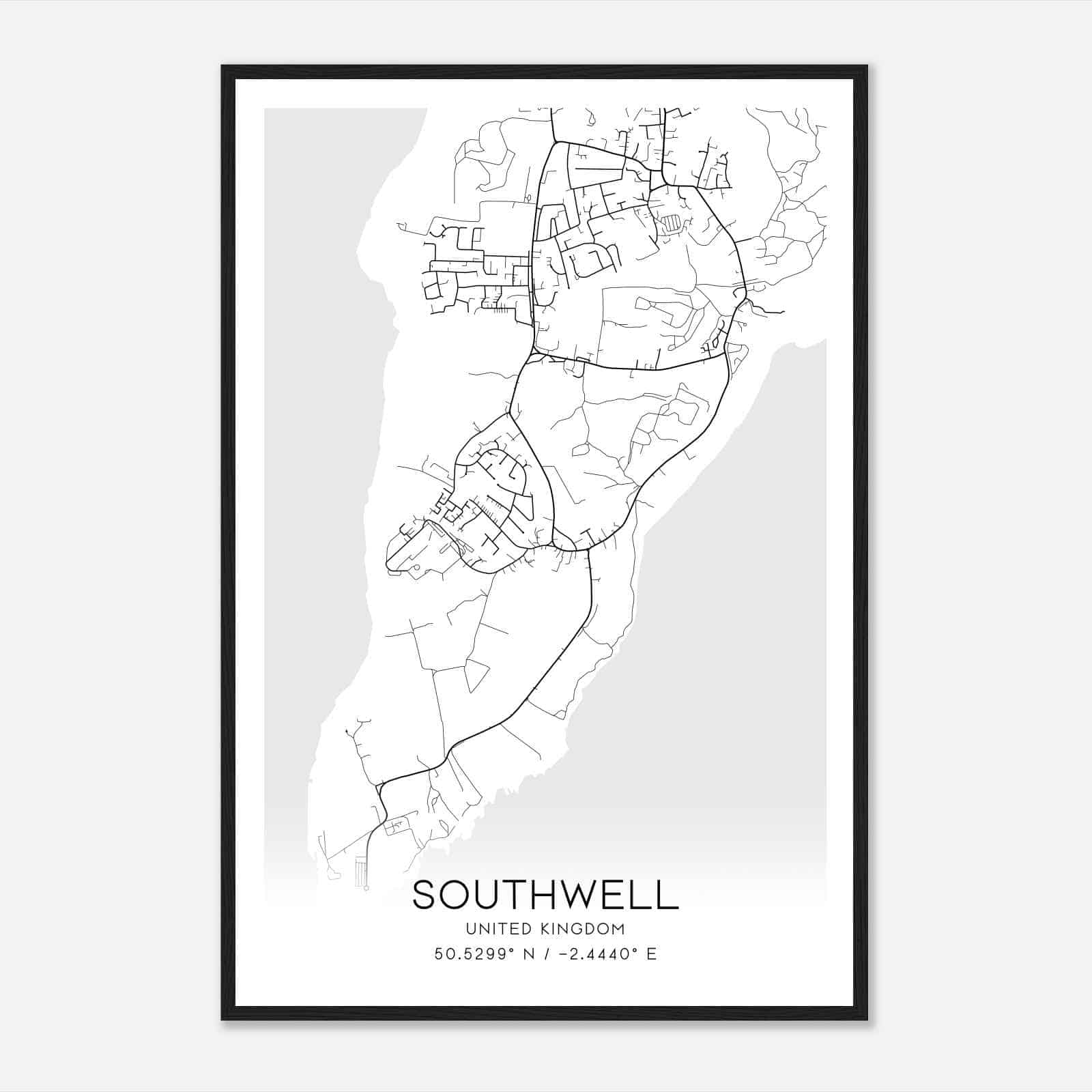 Southwell United Kingdom Map Poster, Modern Home Decor Wall Art Print