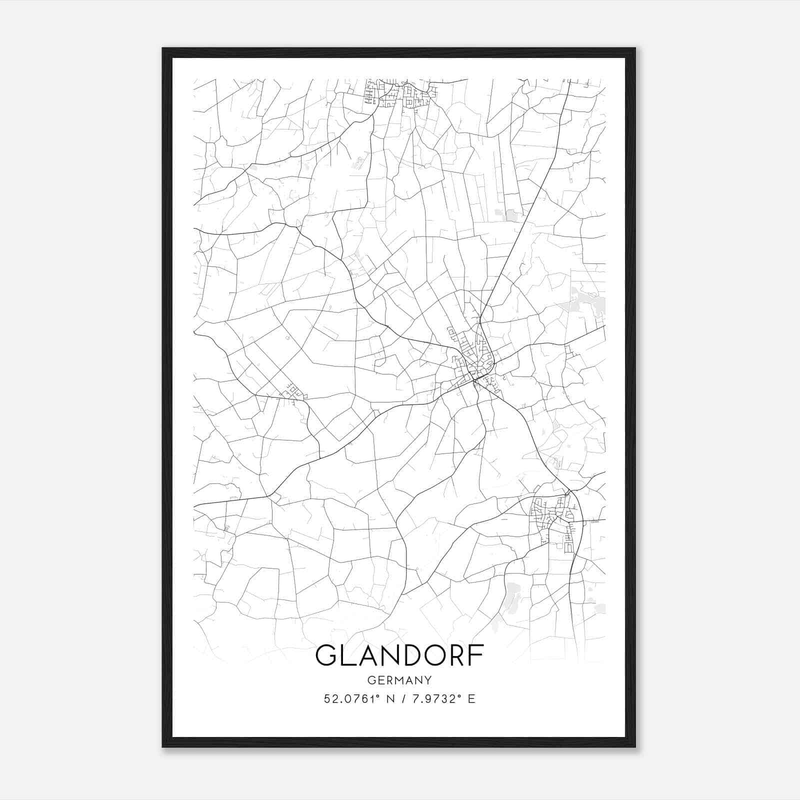 Glandorf Germany Map Poster, Modern Home Decor Wall Art Print