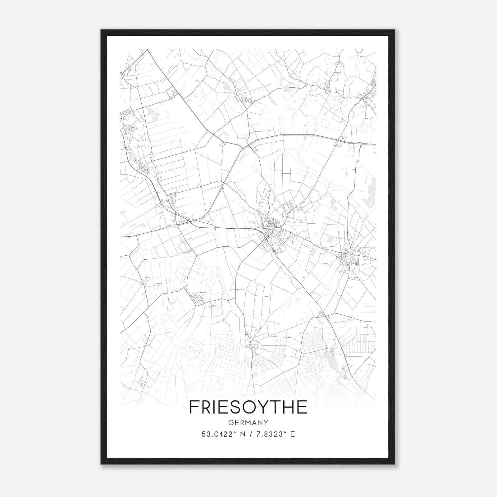 Friesoythe Germany Map Poster, Modern Home Decor Wall Art Print