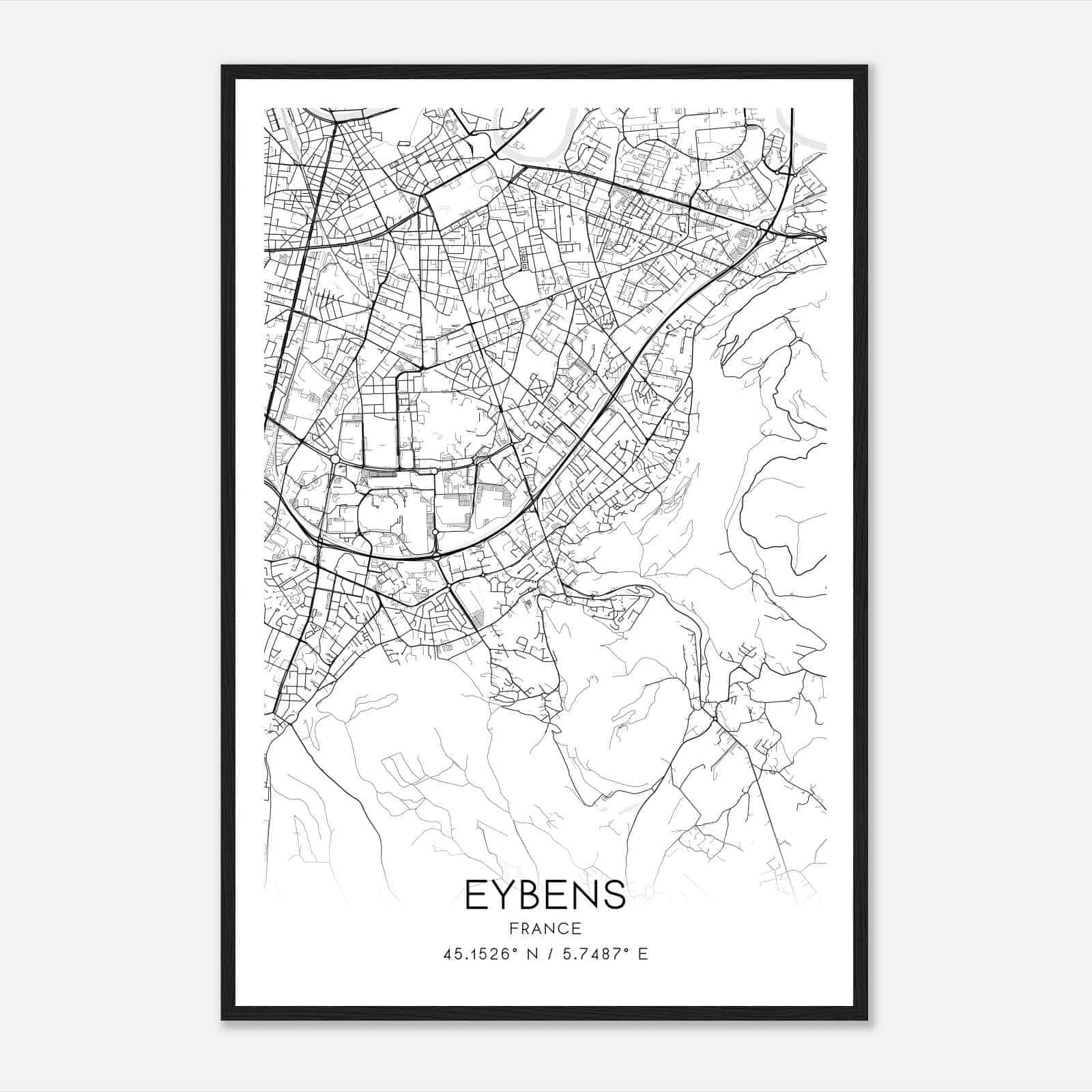 Eybens France Map Poster, Modern Home Decor Wall Art Print