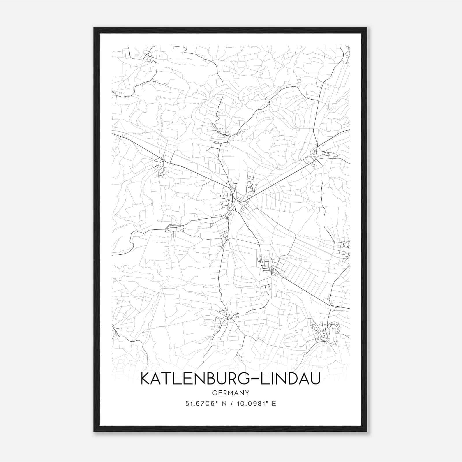 Katlenburg-Lindau Germany Map Poster, Modern Home Decor Wall Art Print
