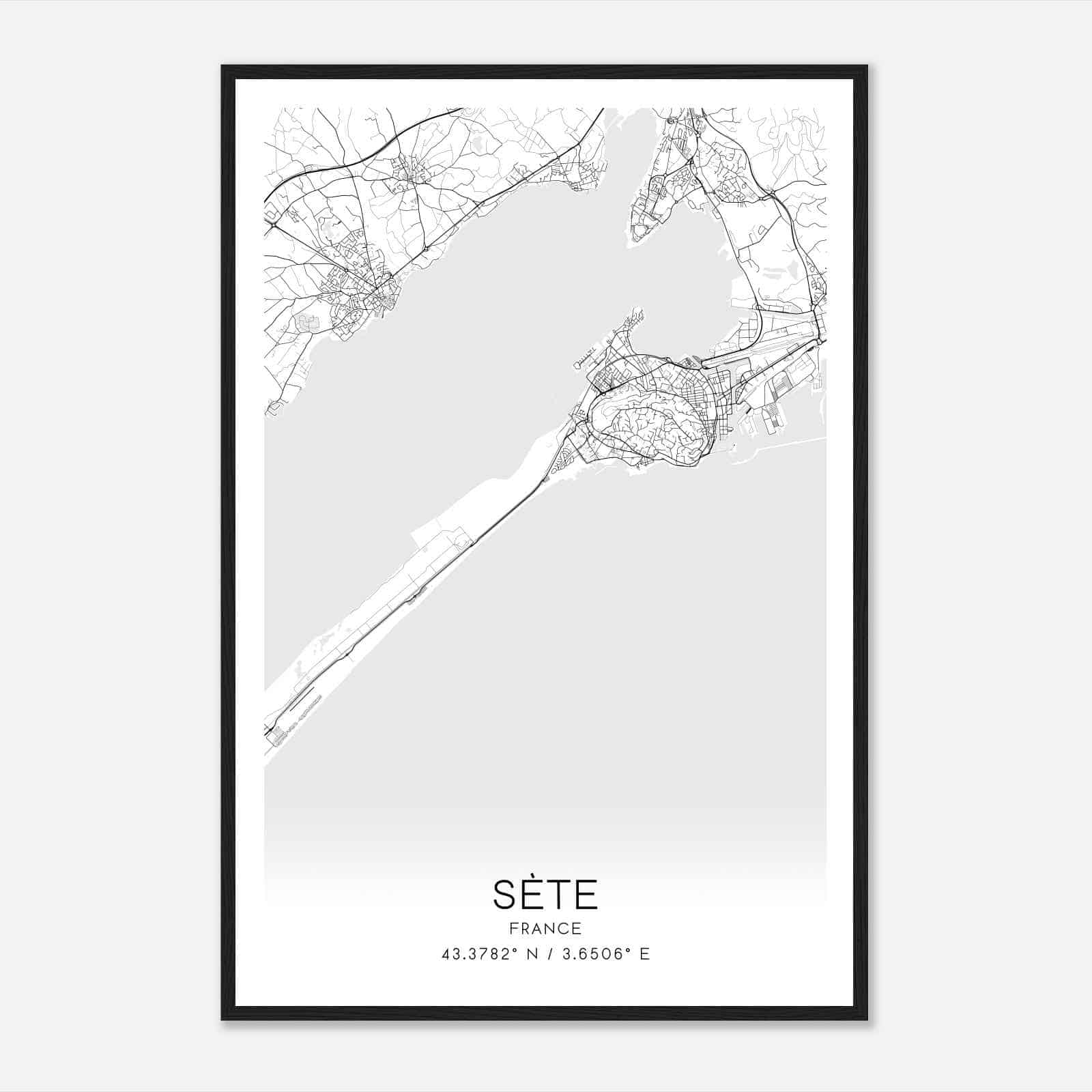 Sete France Map Poster, Modern Home Decor Wall Art Print
