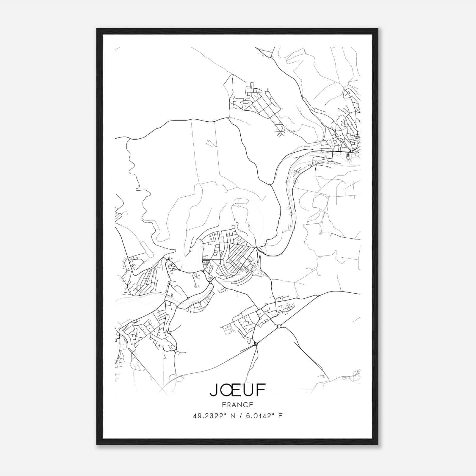 Joeuf France Map Poster, Modern Home Decor Wall Art Print