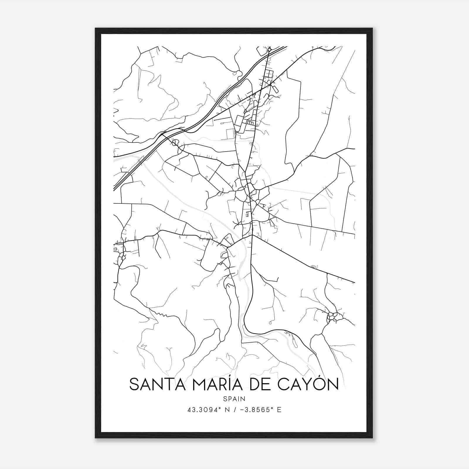 Santa Maria de Cayon Spain Map Poster, Modern Home Decor Wall Art Print
