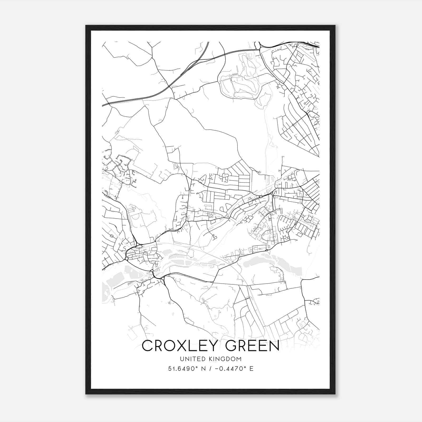 Croxley Green United Kingdom Map Poster, Modern Home Decor Wall Art Print