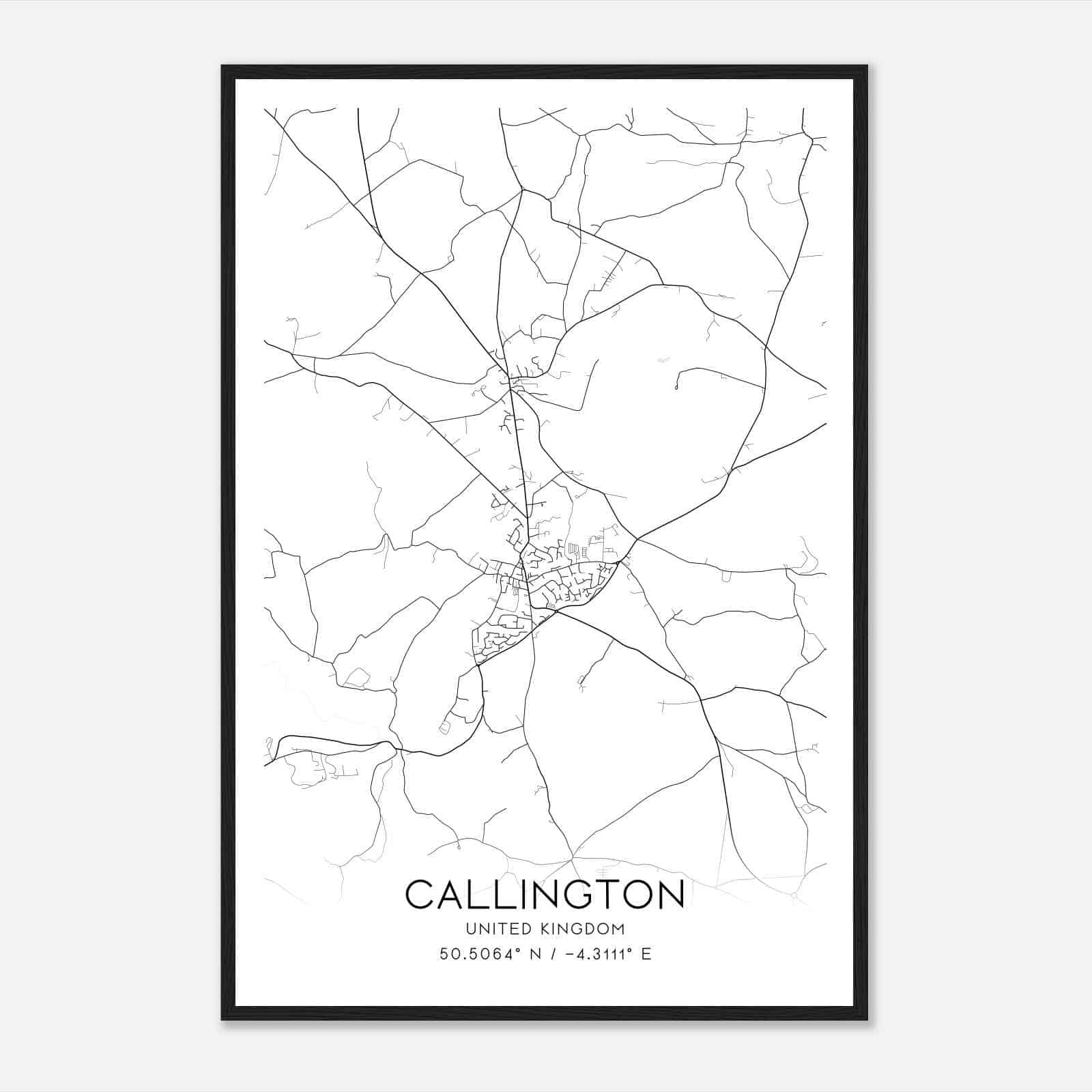 Callington United Kingdom Map Poster, Modern Home Decor Wall Art Print
