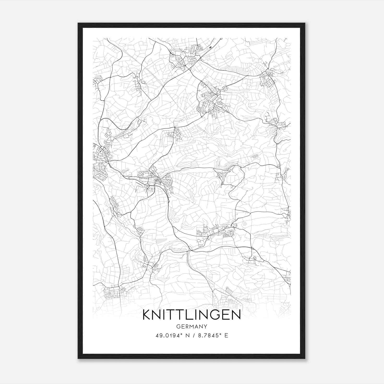 Knittlingen Germany Map Poster, Modern Home Decor Wall Art Print